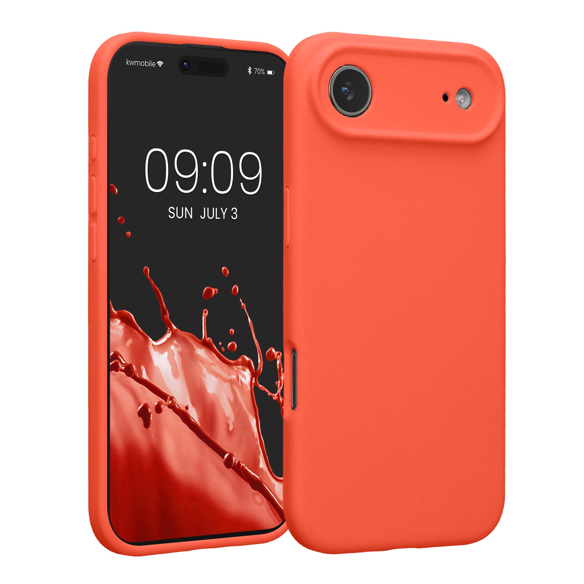 kwmobile Case Compatible with Apple iPhone Air Case - Slim TPU Silicone Phone Cover - Soft Touch Finish - Neon Coral