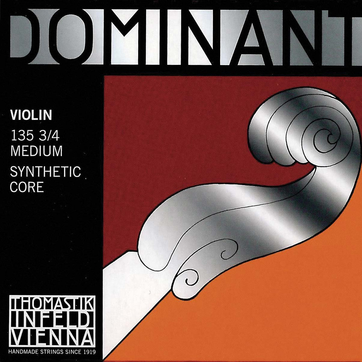 Thomastik Dominant 3/4 Violin String Set   Medium Gauge   Aluminum/Steel Ball End E