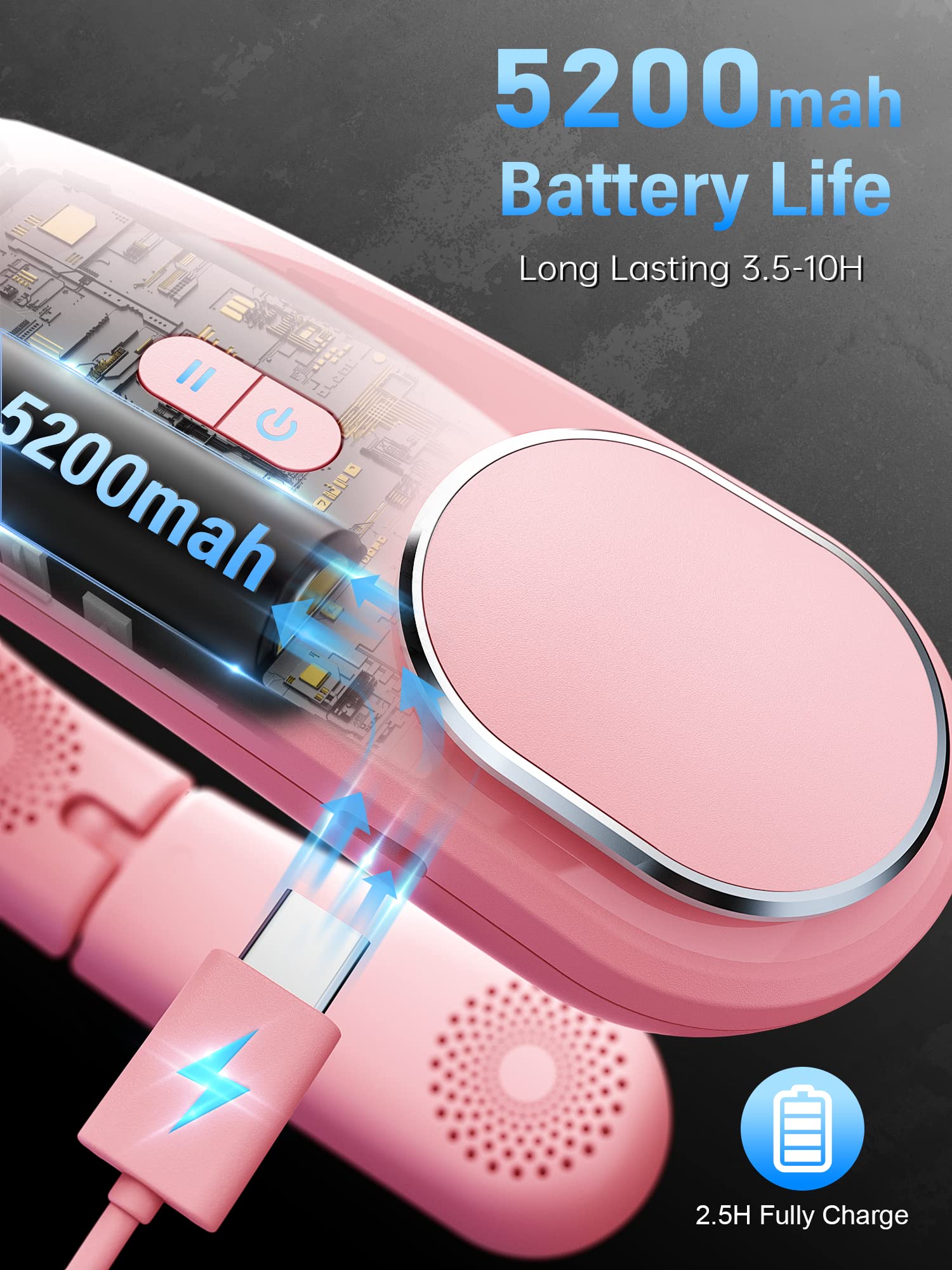 Chillgo Neck Fan   4 Turbo Foldable Portable Fan   Personal Bladeless Fan 5200Mah With Strong Airflow, 4 Vent Air Conditioner, W