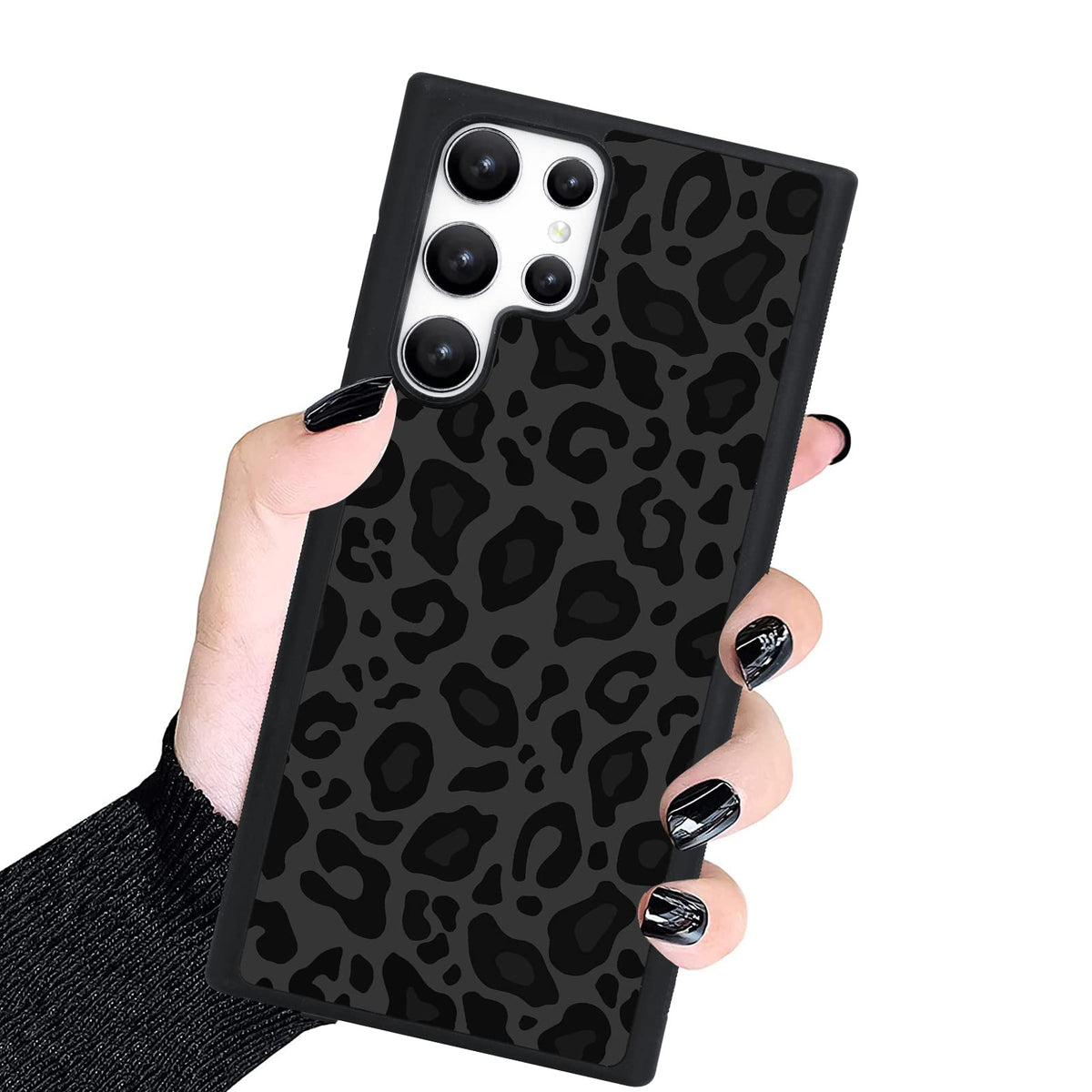 Kanghar Case Compatible With Galaxy S22 Ultra,Black Leopard Design,Tire Texture Non Slip +Shockproof Rugged Tpu Protective Case