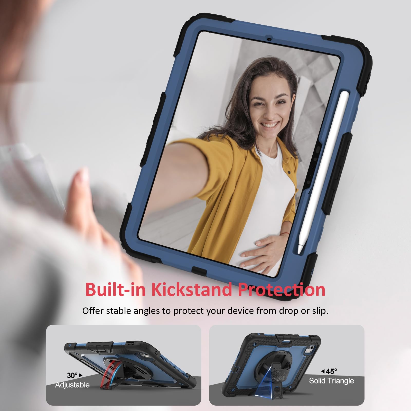 Ambison For Ipad Pro 11 Inch Case 2024(M4, 5Th Generation),With 9H Tempered Glass Screen Protector,Full-Body Heavy Duty Shockpro