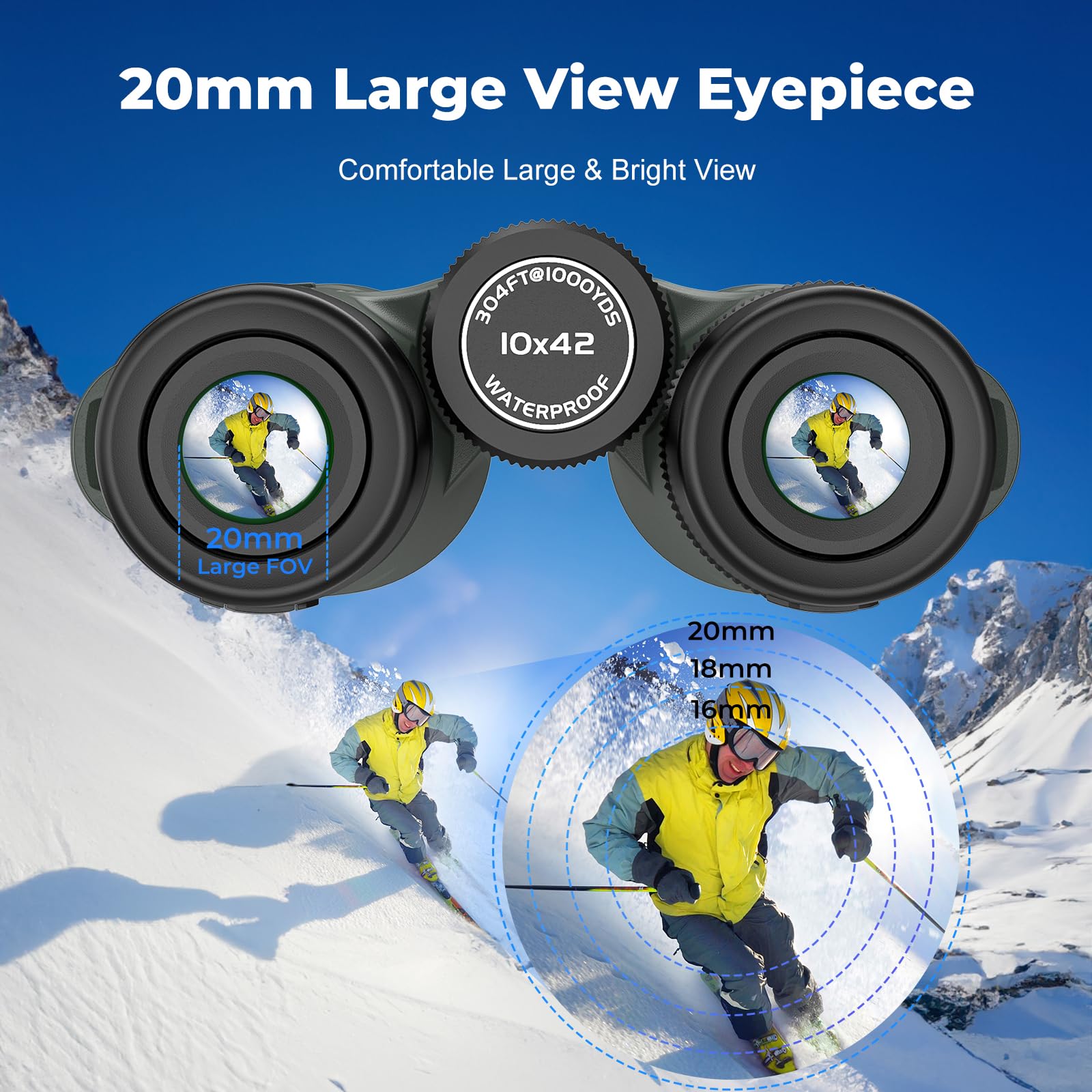 Gosky 10X42 Hd Binoculars For Adults With Phone Adapter, High Power Binoculars With Bak4 Prism And Fmc Lens, Waterproof Binocula