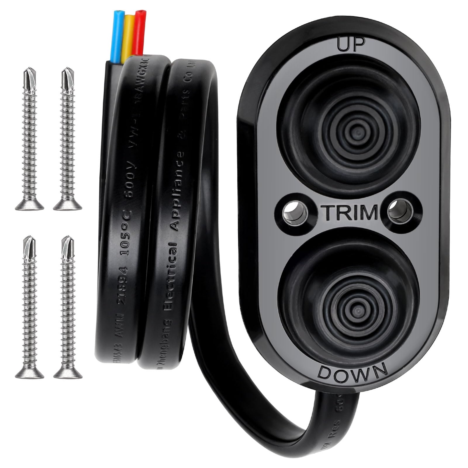 Boat Trim Switch, Ip67 Waterproof Tilt Trim Switch With Push Button For Fishing Boats, Yachts, Ships (Black)