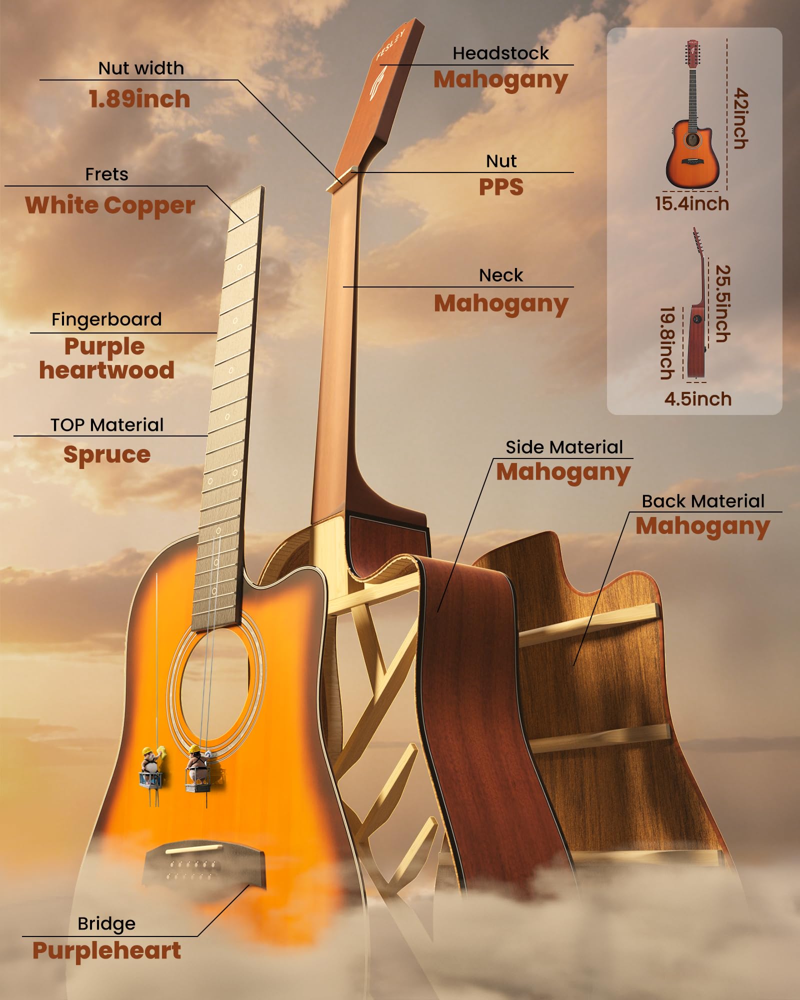 12 String Guitar Acoustic Electric: Guitarra Ac  Stica Built In 4 Band Eq, Spruce Top Mahogany Back And Sides, Complete Beginner