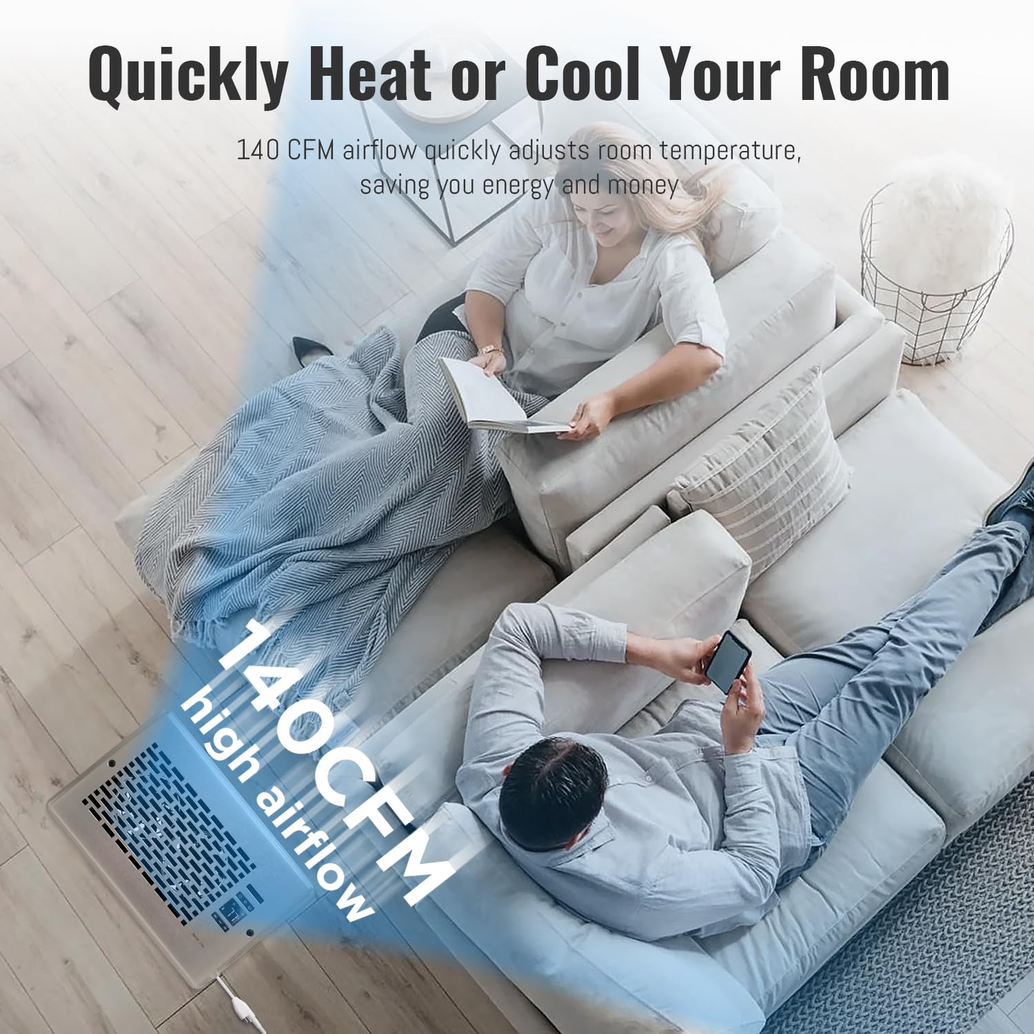 Sanycasa Register Booster Fan For 6 '' X 10 '' Register Holes, Quiet Vent Fan Booster With Intelligent Thermostat, Improves Heat