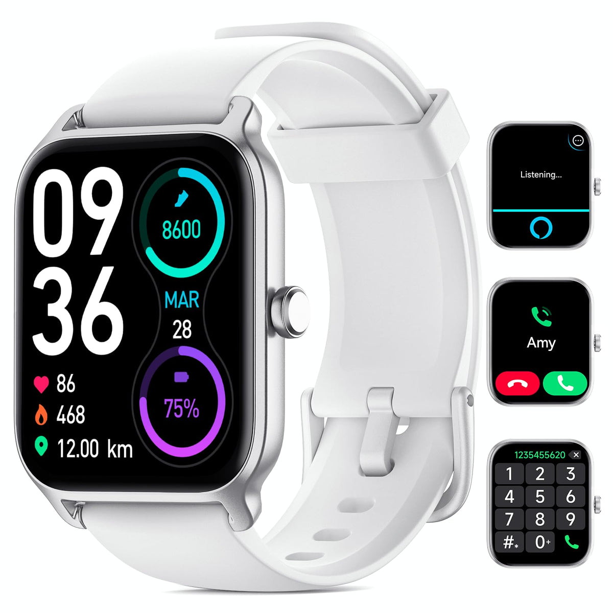 Smart Watch For Women Men, Smartwatch 1.8'' Alexa Built-In Fitness Tracker Ip68 Waterproof Watch For Women Compatible For Androi