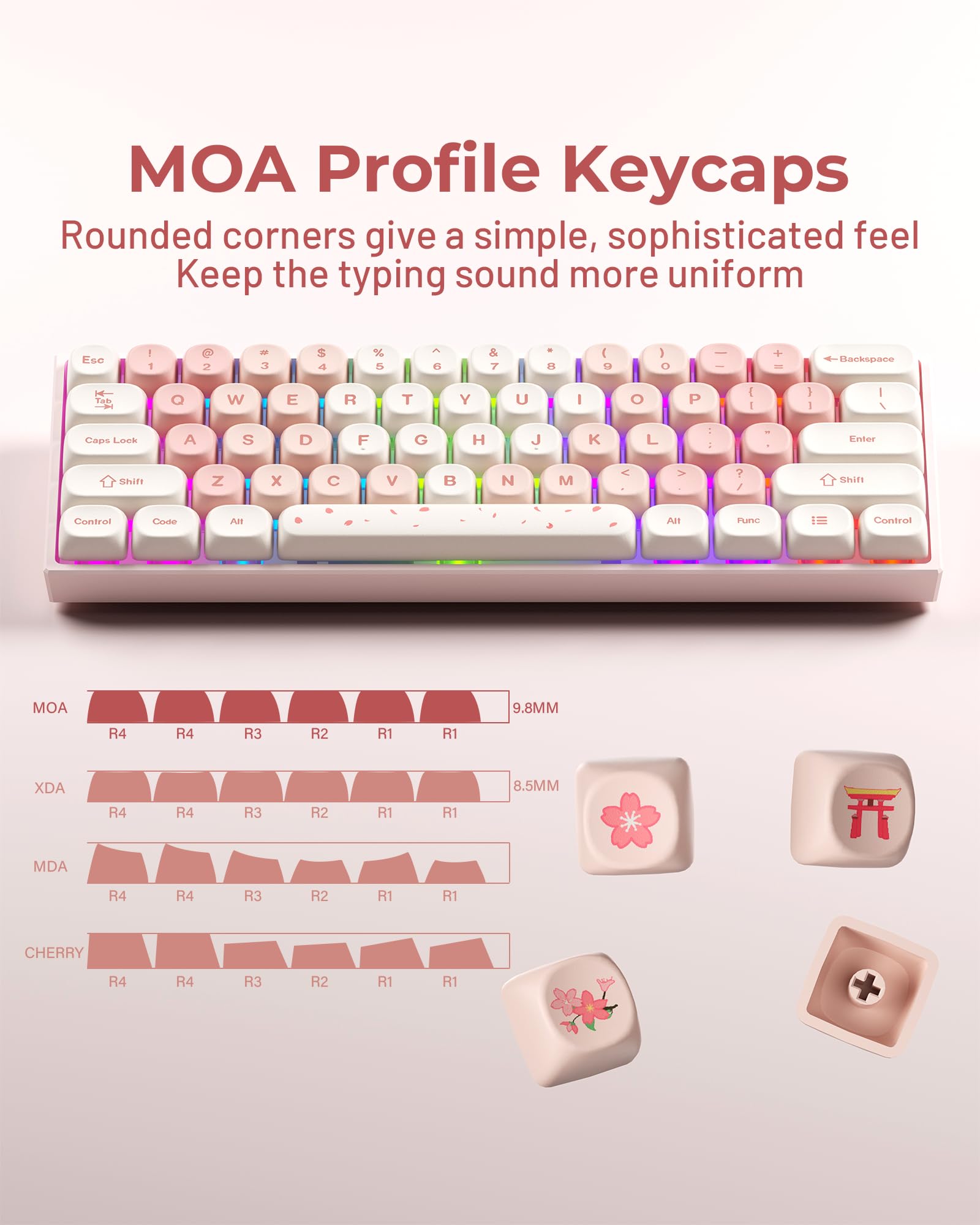 Hitime Xvx Keycaps   Pink Cute Pbt Keycaps, Moa Keycaps Dye Sublimation, Custom Keyboard Keycaps 60 65 75 100 Percent For 100%,