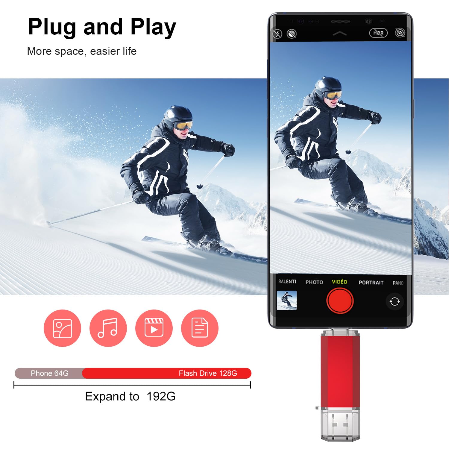 Raoyi 128Gb Usb C Flash Drive Upgraded 130Mb/S, 2 In 1 Usb 3.1 Type C Dual Otg Metal Thumb Drive Memory Stick With Keychain Suitable For Usb C Smartphones, Pc, Macbooks And Tablets (Red)