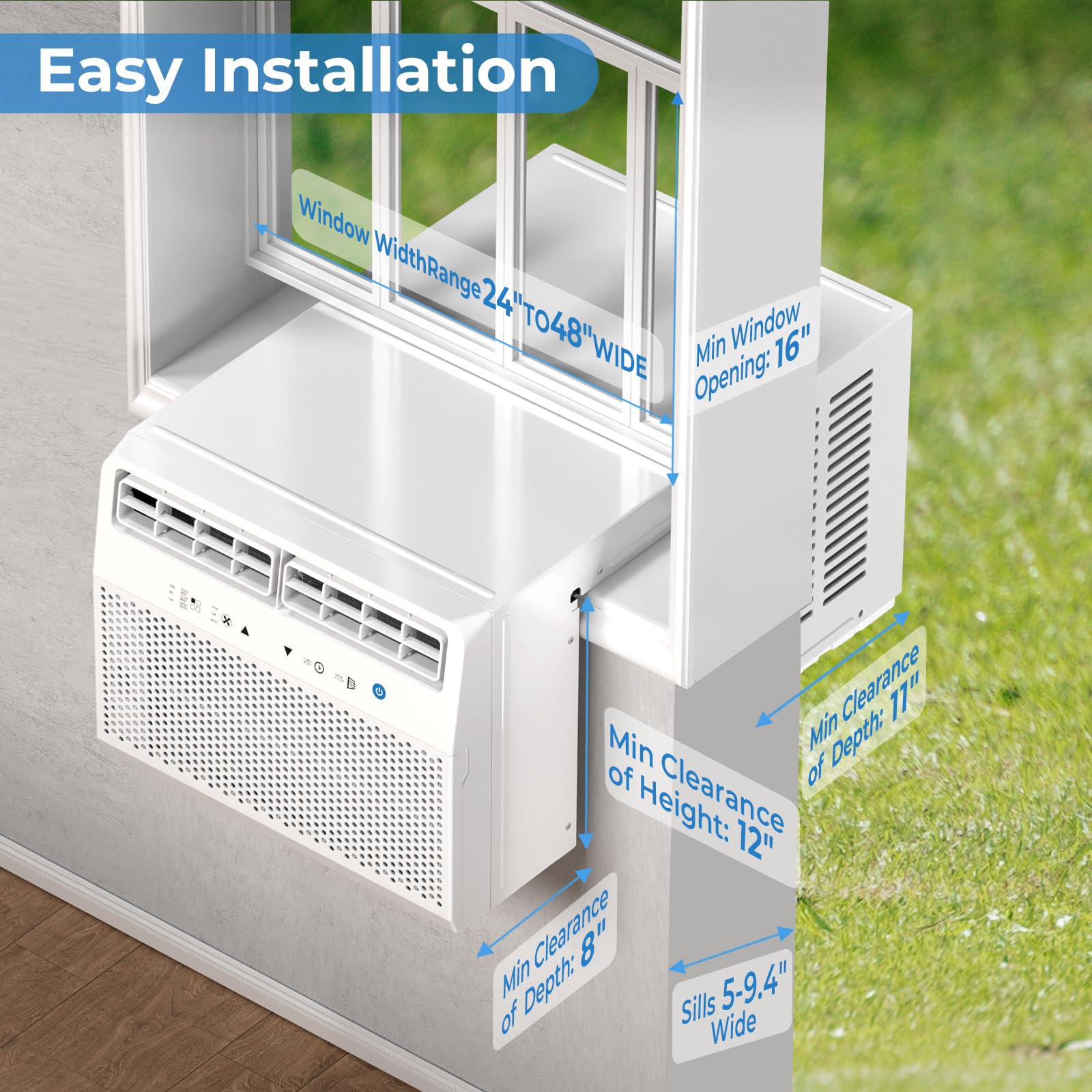 Antarctic Star U-Shaped Air Conditioner Window Unit 10000Btu, Ultra Quiet Window Air Conditioner Cools Up To 450 Sq. Ft, Saddle