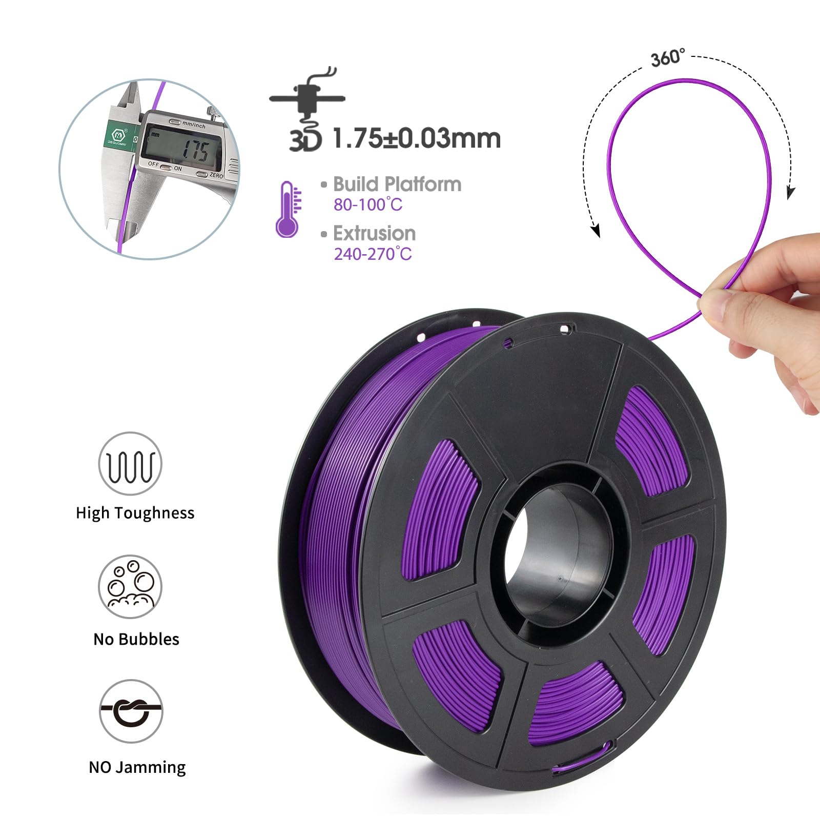 Isanmate Asa Filament 1.75Mm Purple 1Kg, Uv & Weather Resistant 3D Printer Filament Perfect For Outdoor Functional Parts, Dimens