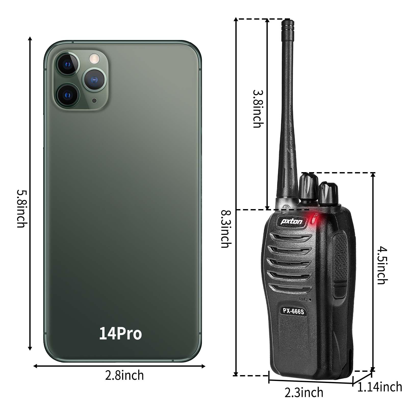 Pxton Walkie Talkies, 666S Walkie Talkies For Adults Long Range Rechargeable With Headphones And Li Ion Battery,2 Way Radios Has