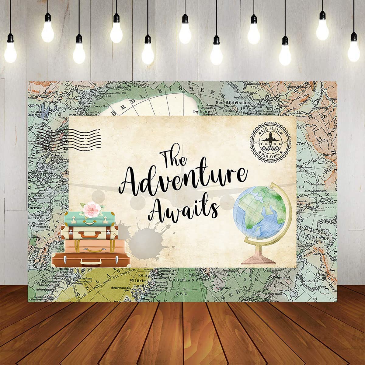 Mocsicka Adventure Awaits Backdrop Travel Themed Decorations Let The Adventure Begin Travel Around The World Baby Shower Birthda