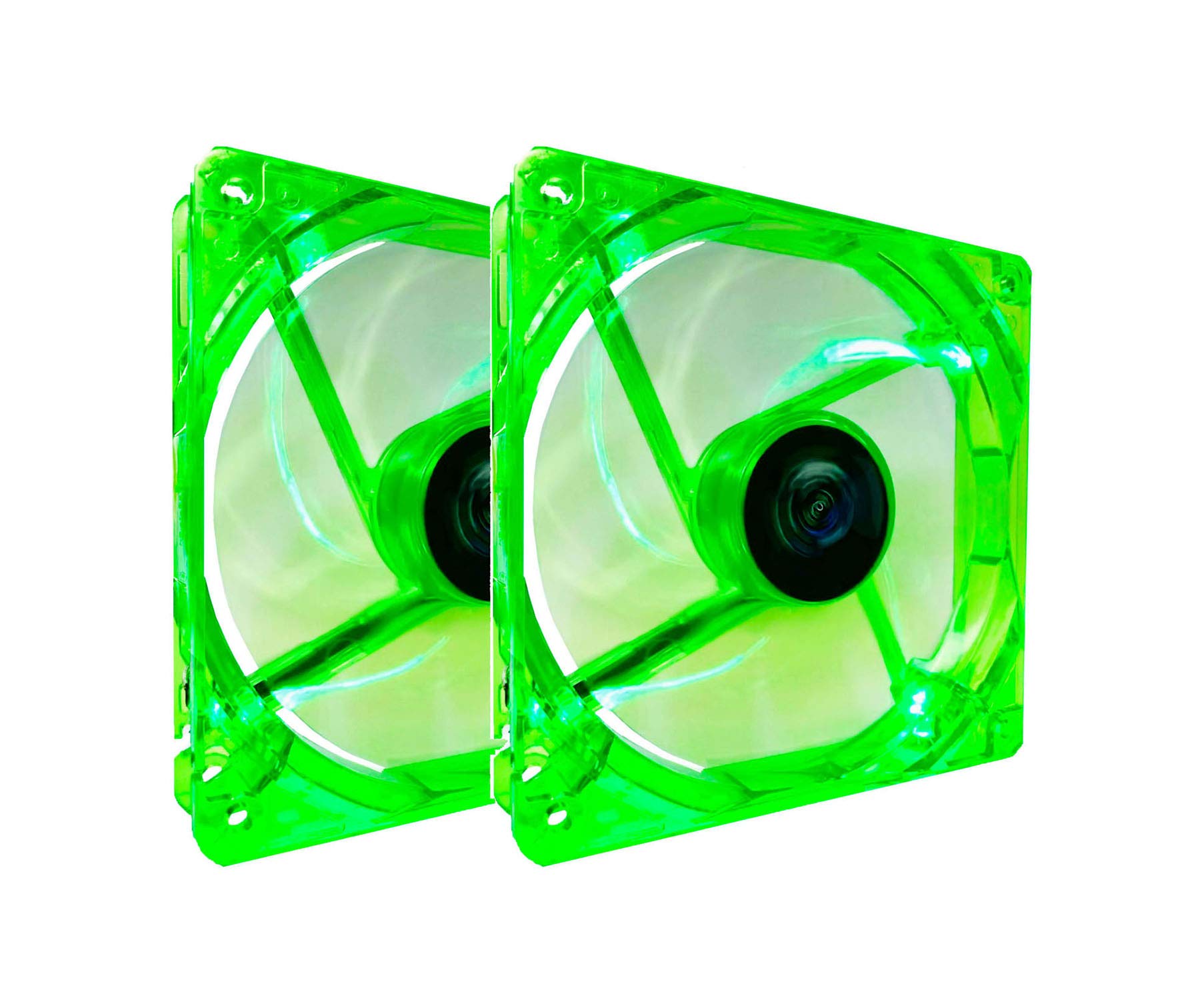 Apevia Af212L Gn 120Mm 4Pin Molex + 3Pin Motherboard Silent Green Led Case Fan (2 Pk)
