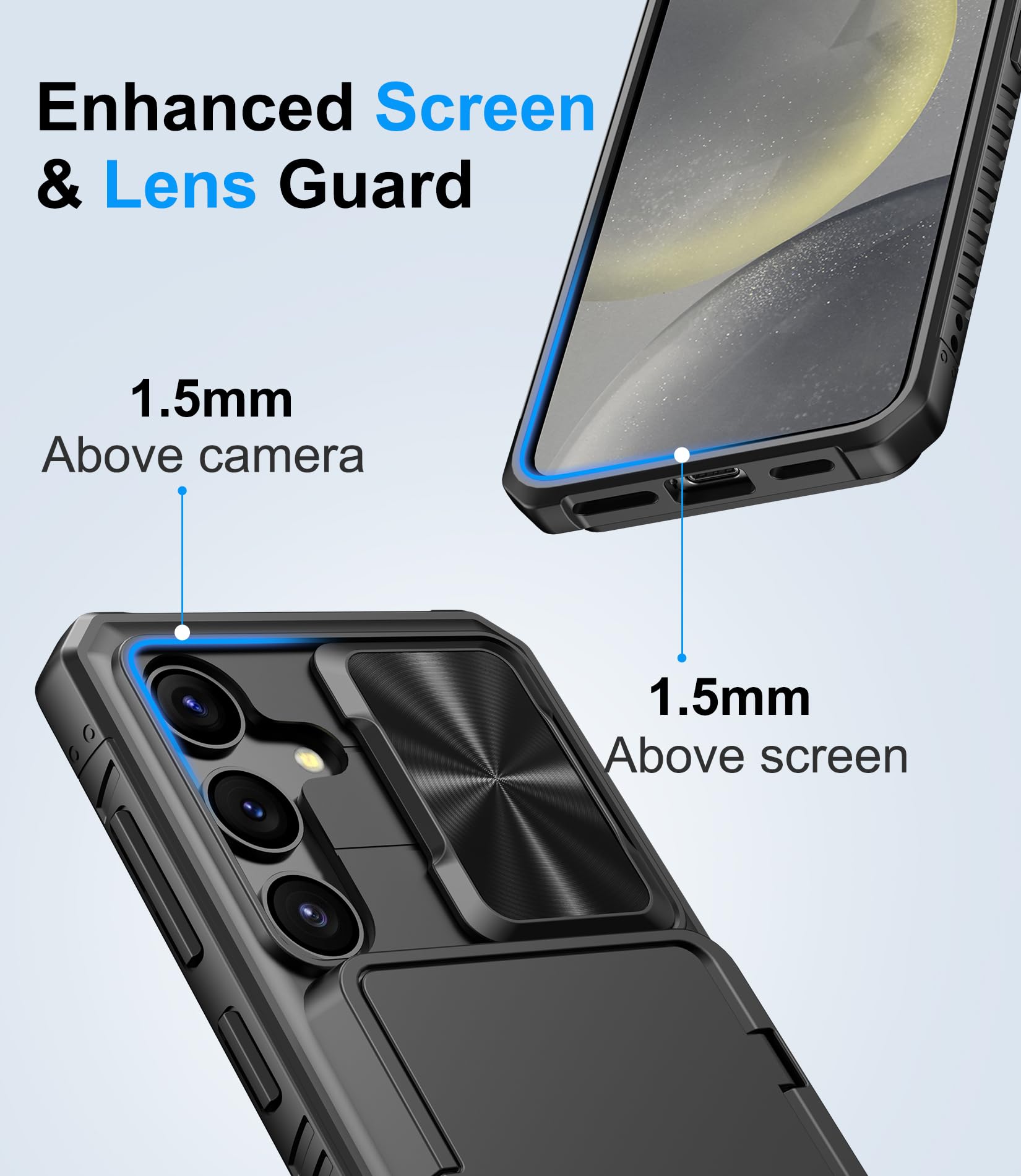 Bxyjy For Samsung Galaxy S24 Case Wallet, Built In Card Holder (4 5 Cards) & Slide Camera Cover & Kickstand, Military Grade Prot