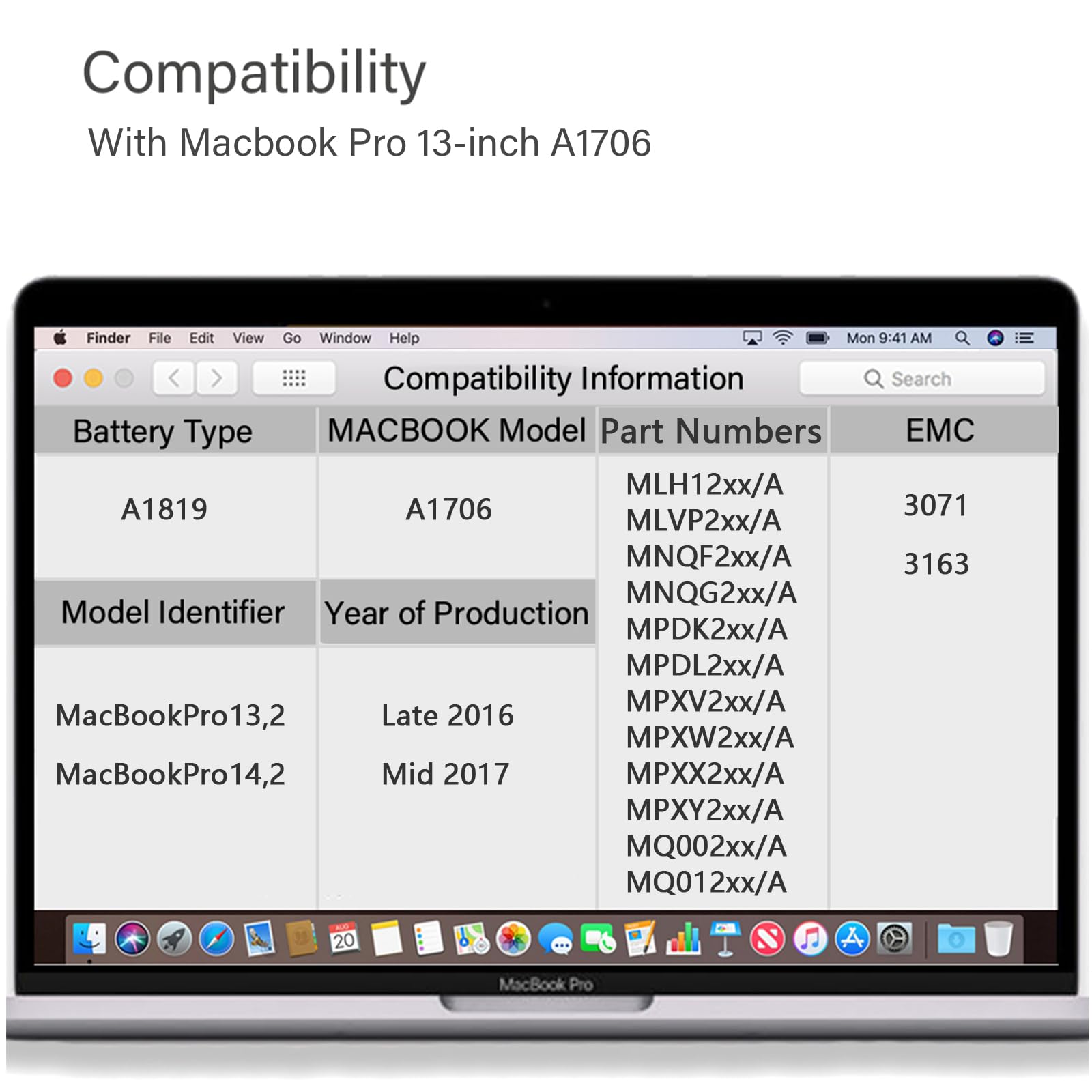 Xinglt A1706 Replacement Battery For Macbook Pro, A1819 Battery For Macbook Pro 13 Inch Laptop A1706(Late 2016 Mid 2017) 49.2Wh