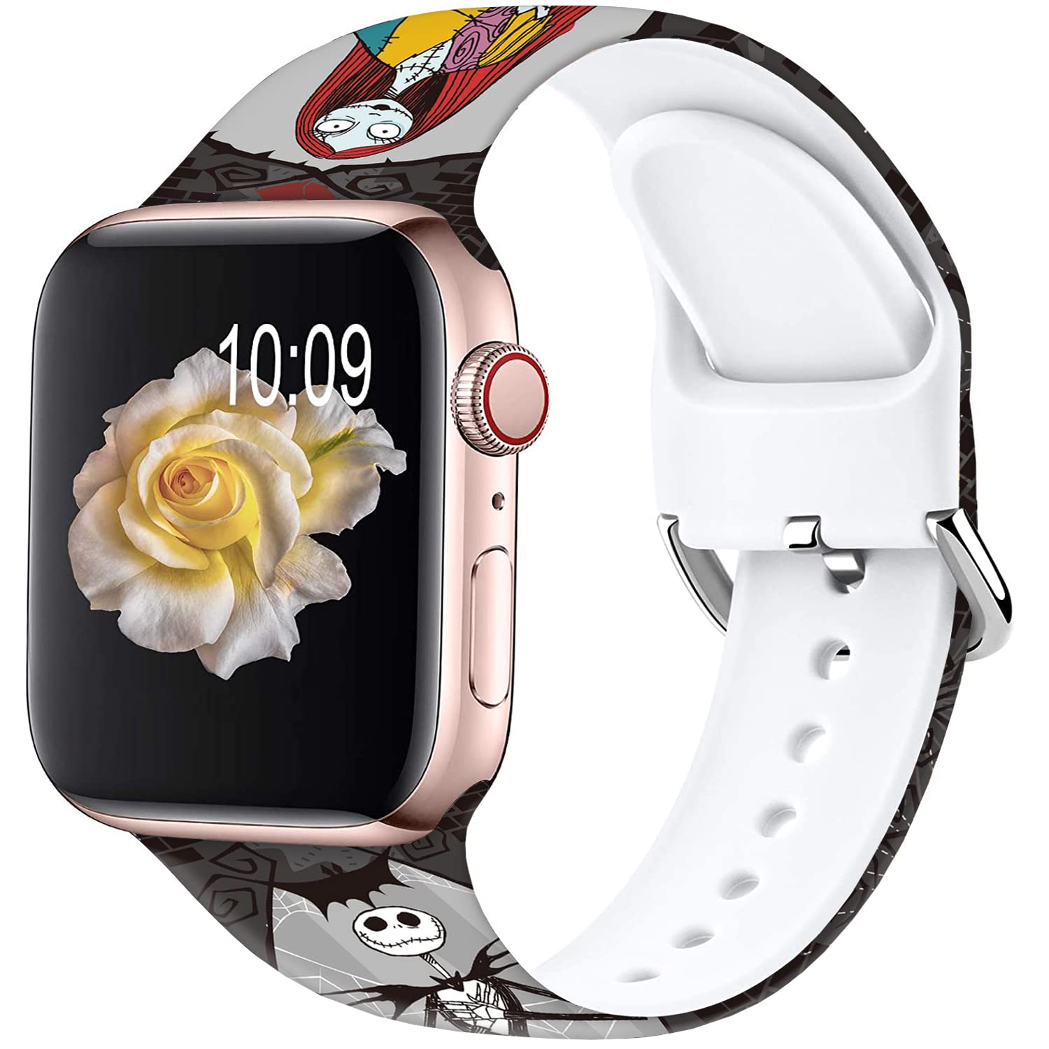 Sjiangqiao Compatible With Apple Watch Bands Halloween Sally/Jack Skellington 38Mm 40Mm 41Mm Cartoon Band Replacement Strap Soft