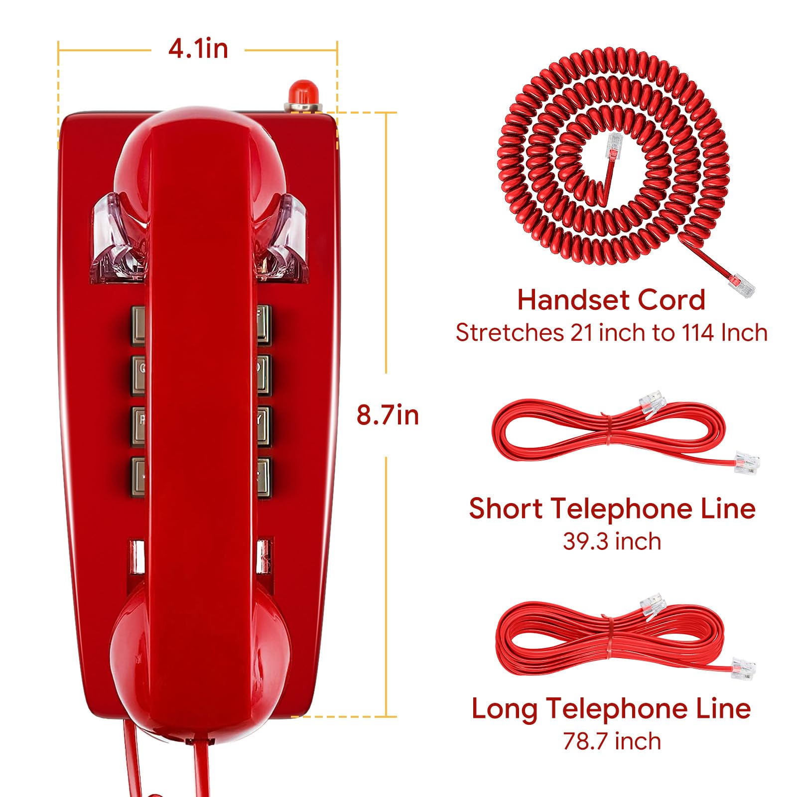 Retro Wall Phones For Landline With Mechanical Ringing Classic Corded Telephone Wall Mounted With Indicator Waterproof Old Style