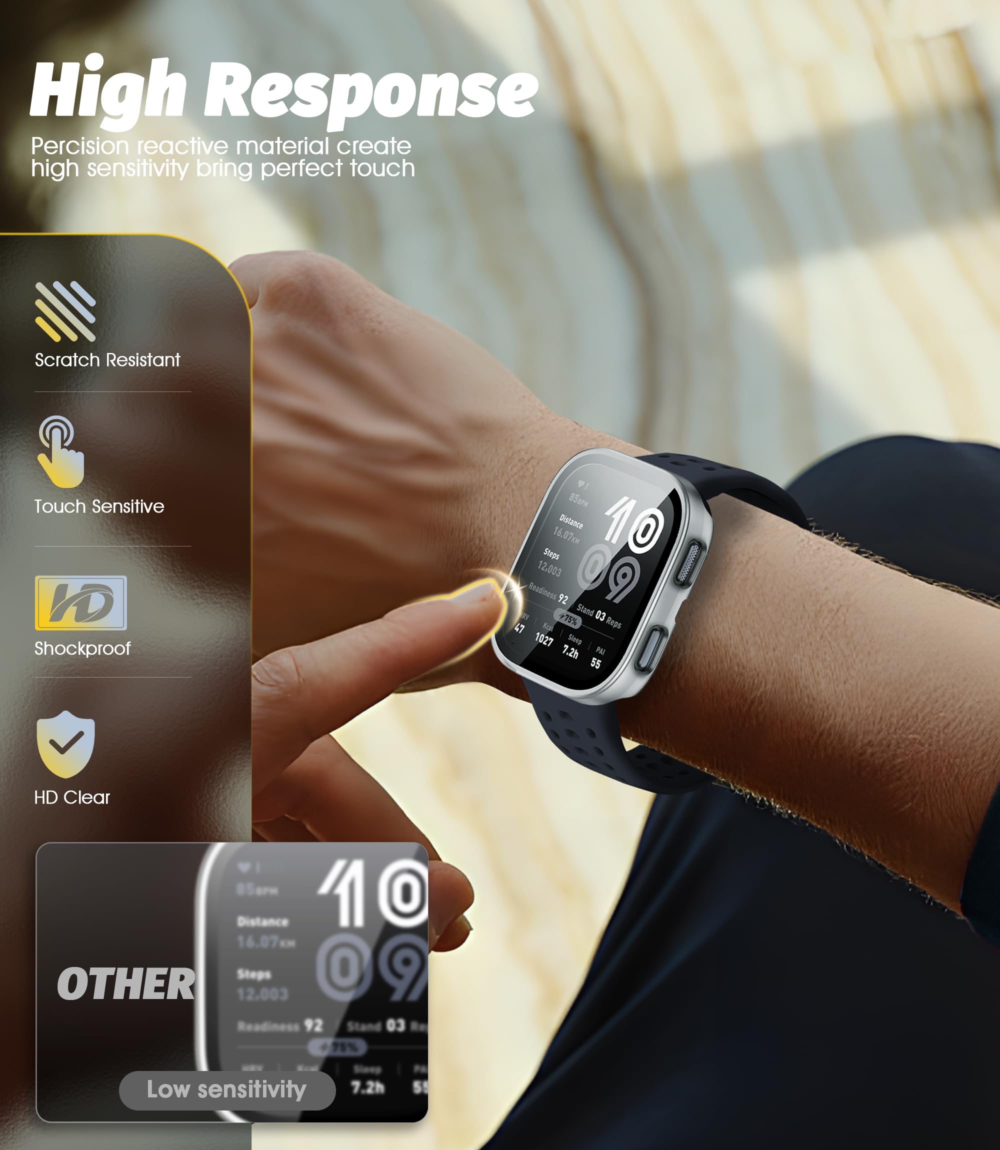 Orzero (1 Pack) Watch Case Compatible For Amazfit Bip 6, Protective Pc Frame Face Cover Built-In Tempered Glass Screen Protector