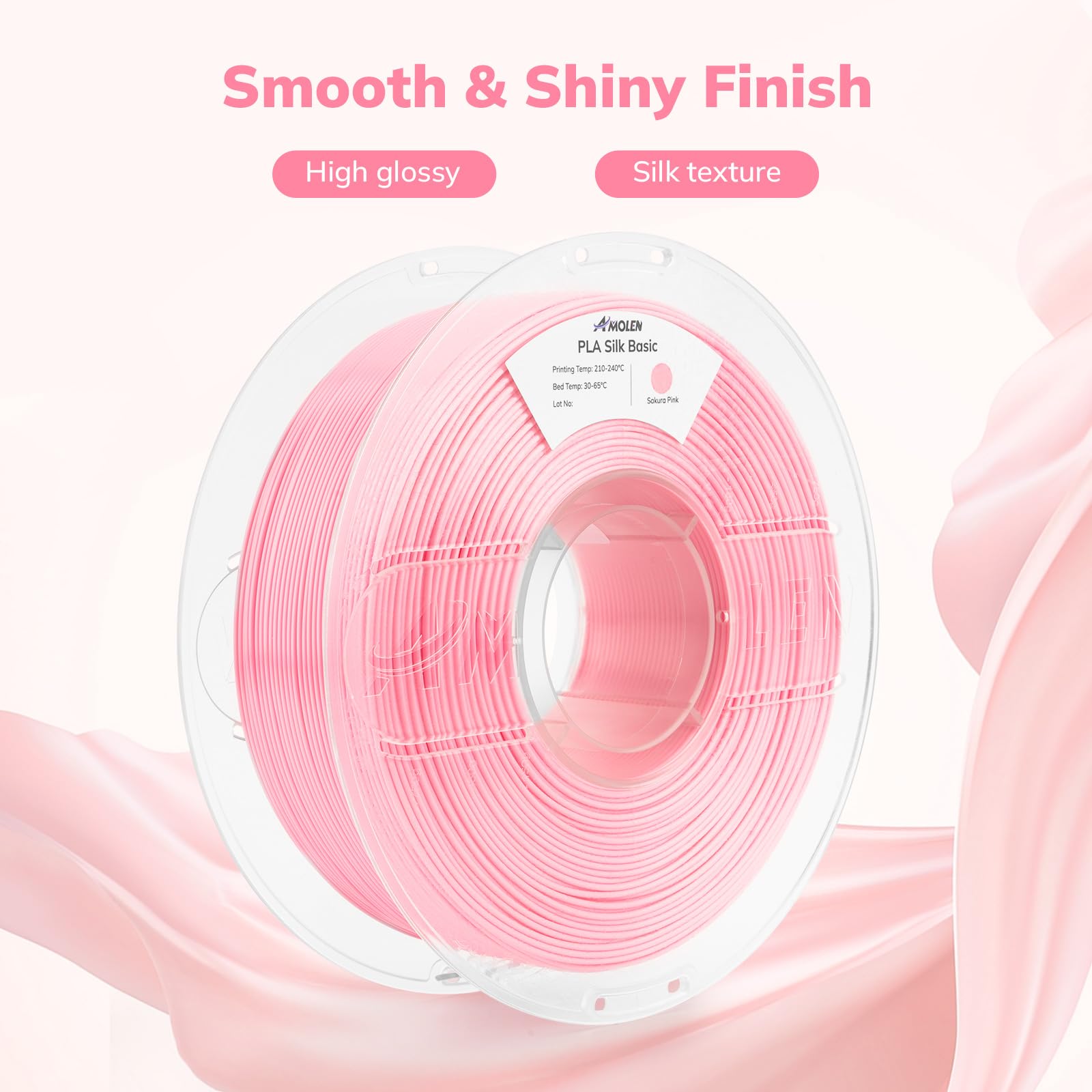 Amolen Pla Filament 1.75Mm Silk Shiny Sakura Pink, 3D Printer Filament 1.75Mm For 3D Printing 1Kg(2.2Lbs) Spool Compatible With