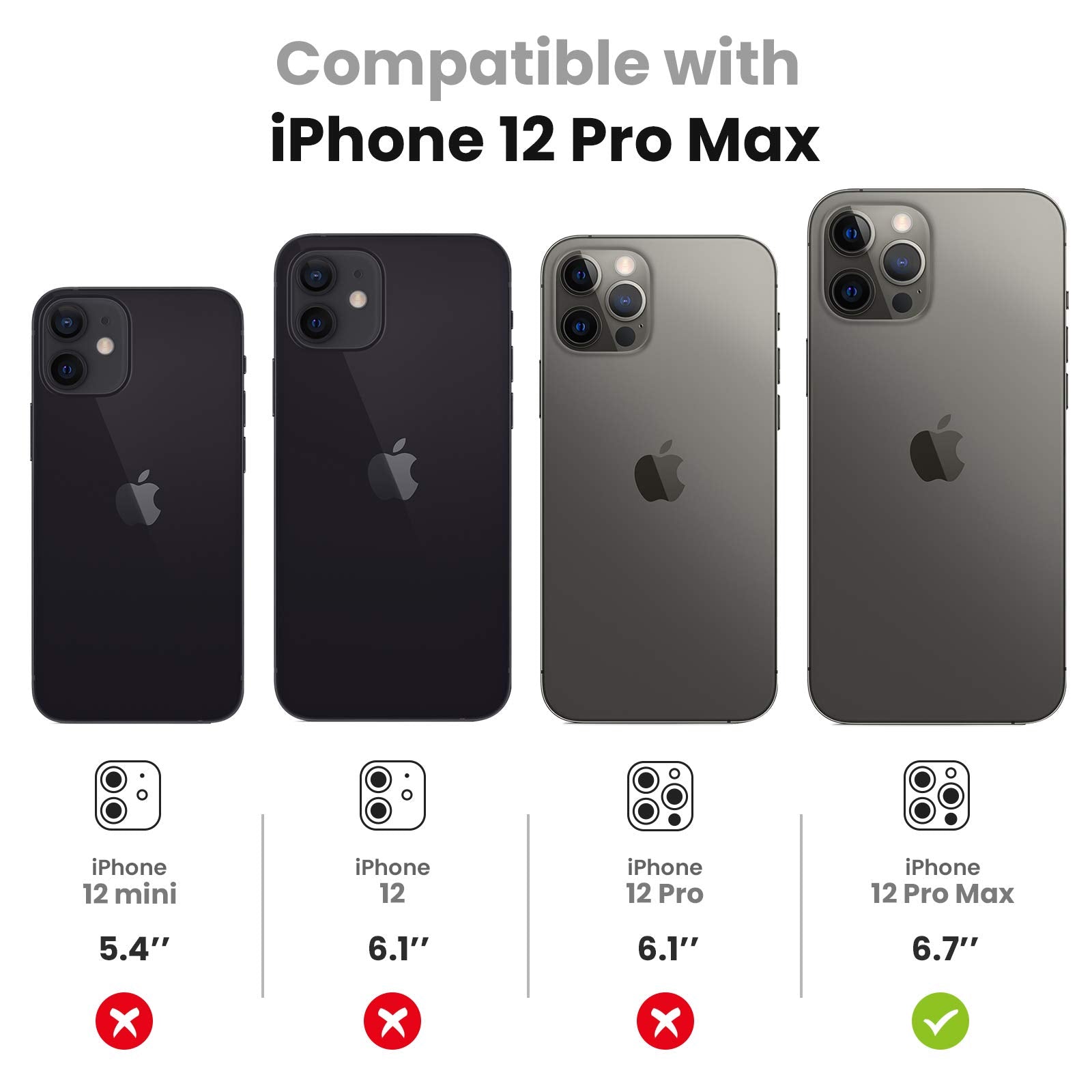 Tensea Compatible With Iphone 12 Pro Max Camera Lens Protector, 9H Tempered Glass Camera Cover Screen Protector For Iphone12 Pro Max 6.7 Inch 2020 (Colorful)