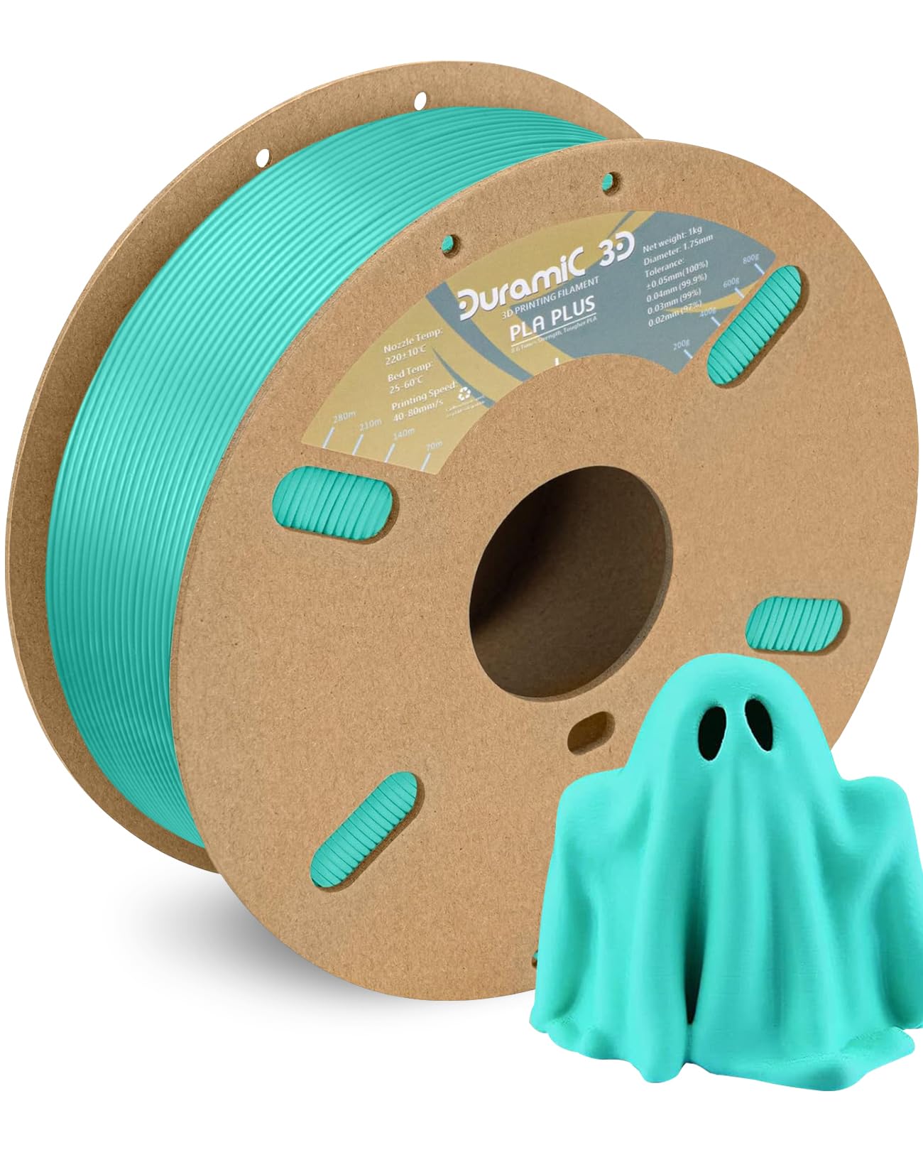 DURAMIC 3D PLA+ Filament 1.75mm 1Kg Cyanblue, PLA Plus 3D Printer Filament 1Kg Spool(2.2lbs) PLA Pro Tougher and Stronger, Dimen