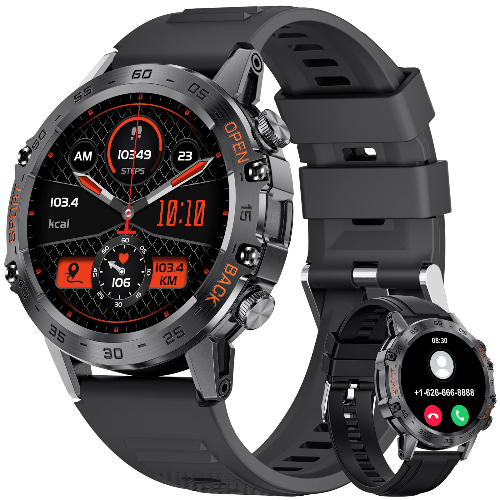 Military Smart Watch For Men Bluetooth Calls With,1.39 ' 'Hd Touch Screen Tactical Smartwatch For Android And Iphone,5Atm Waterp