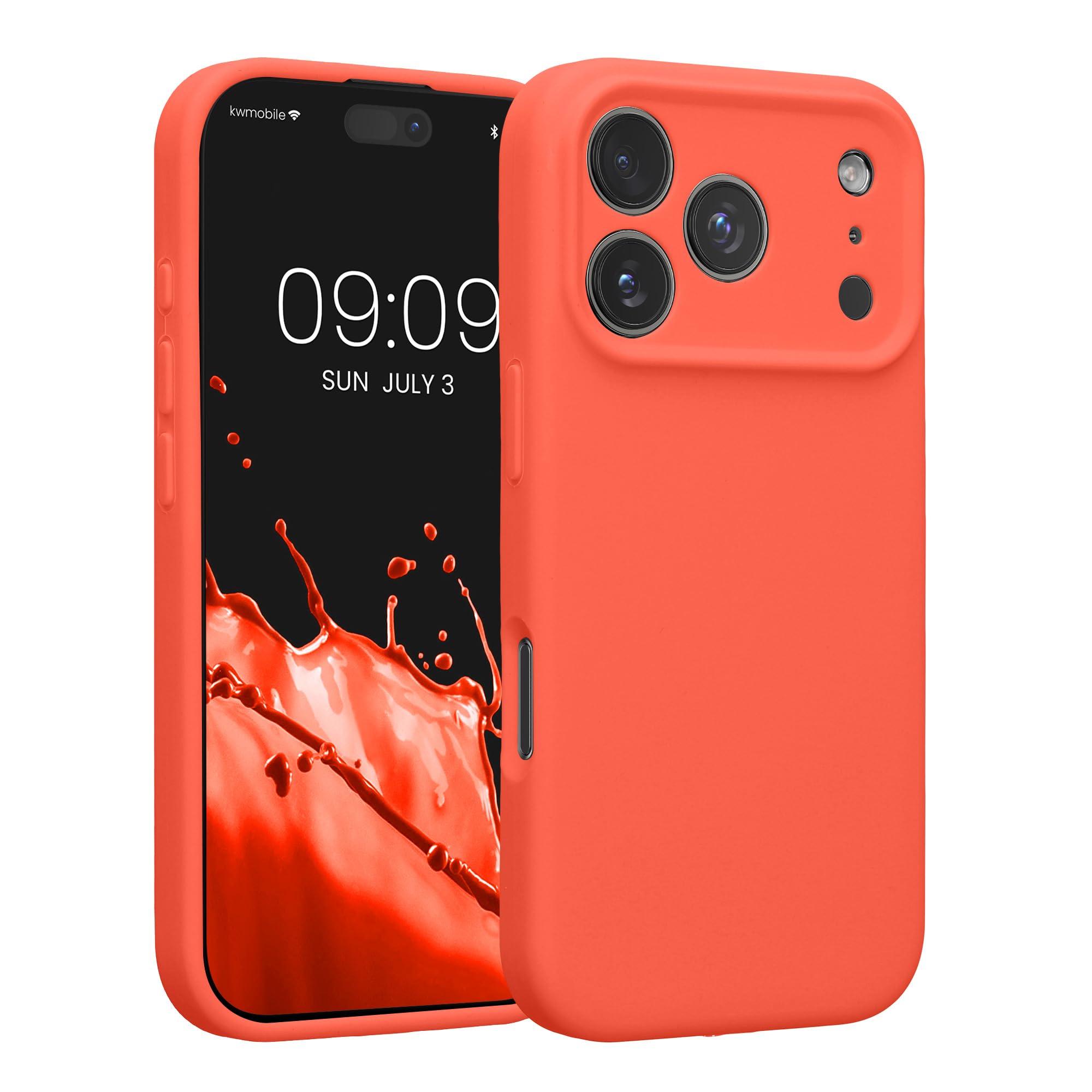 kwmobile Case Compatible with Apple iPhone 17 Pro Case - Slim TPU Silicone Phone Cover - Soft Touch Finish - Neon Coral