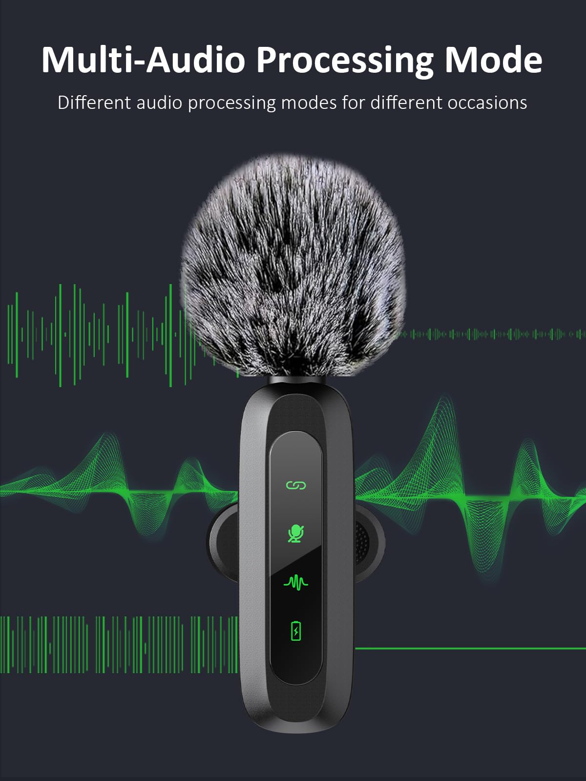 Wireless Lavalier Microphone For Iphone 5 14 Series, Led Display Mini Lav For Iphone With Noise Cancelling, Lapel Mic Wireless 2