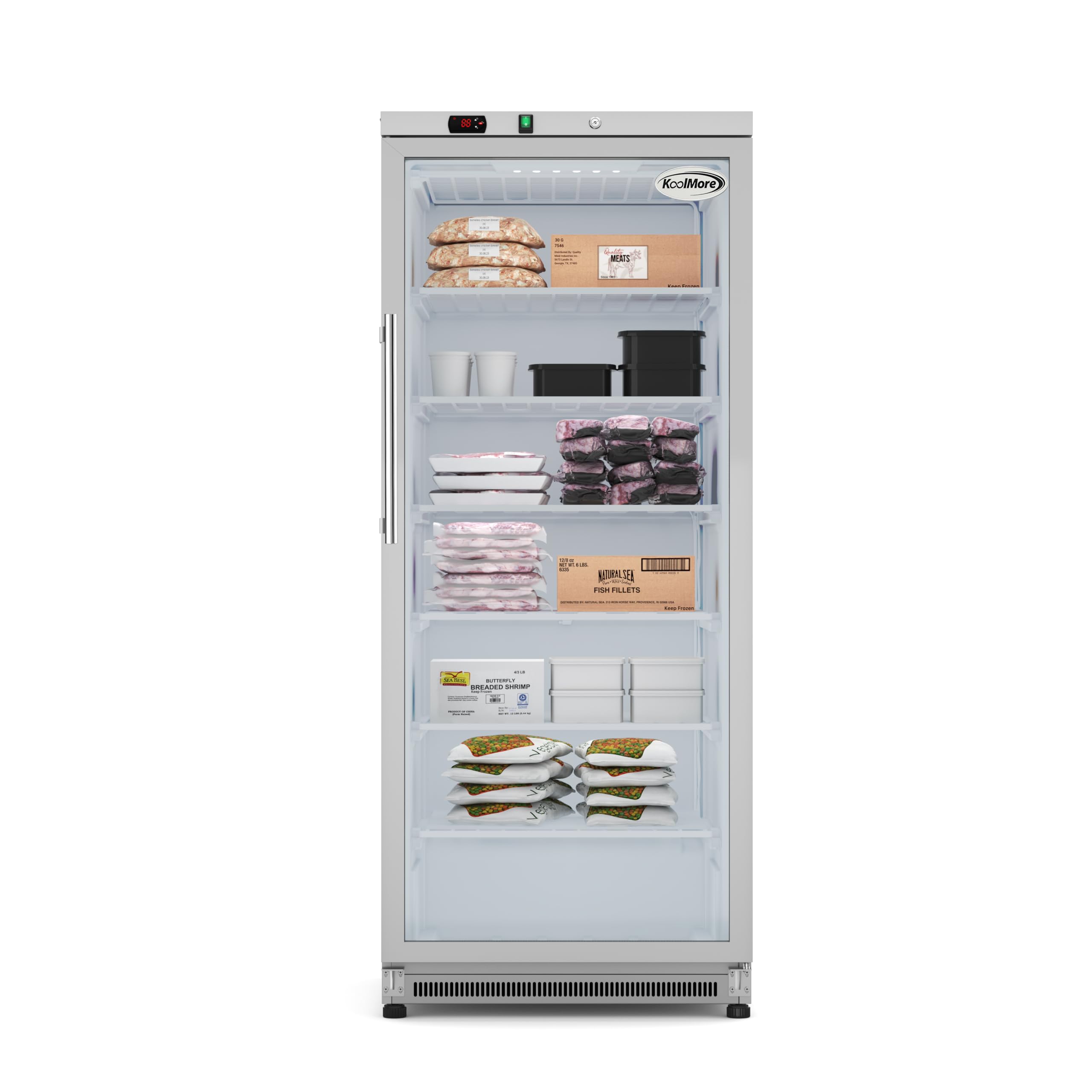 KoolMore 21 Cu. Ft. Commercial Freezer with Glass Door in Stainless Steel - Manual Defrost (KM-GDF20MD)
