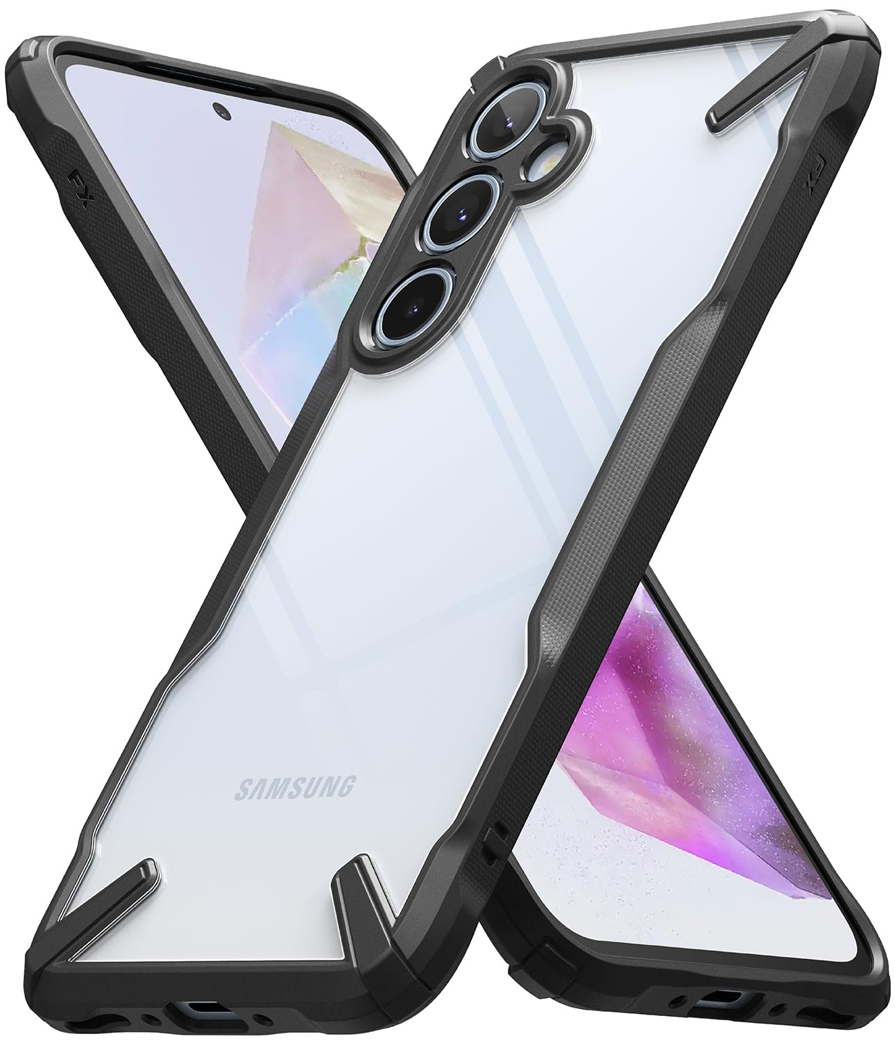 Ringke Fusion-X [Precise Cutouts for Camera Lenses] Compatible with Samsung Galaxy A35 Case, Augmented Bumper Clear Hard Back He