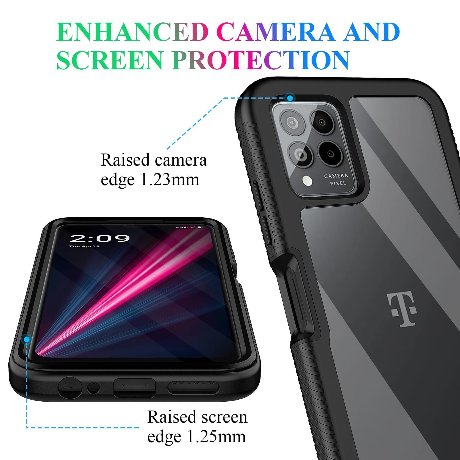 Wahhle Compatible With T Mobile Revvl 6 Pro 5G Case, Built In Screen Protector Full Body Shockproof Slim Fit Bumper Protective P