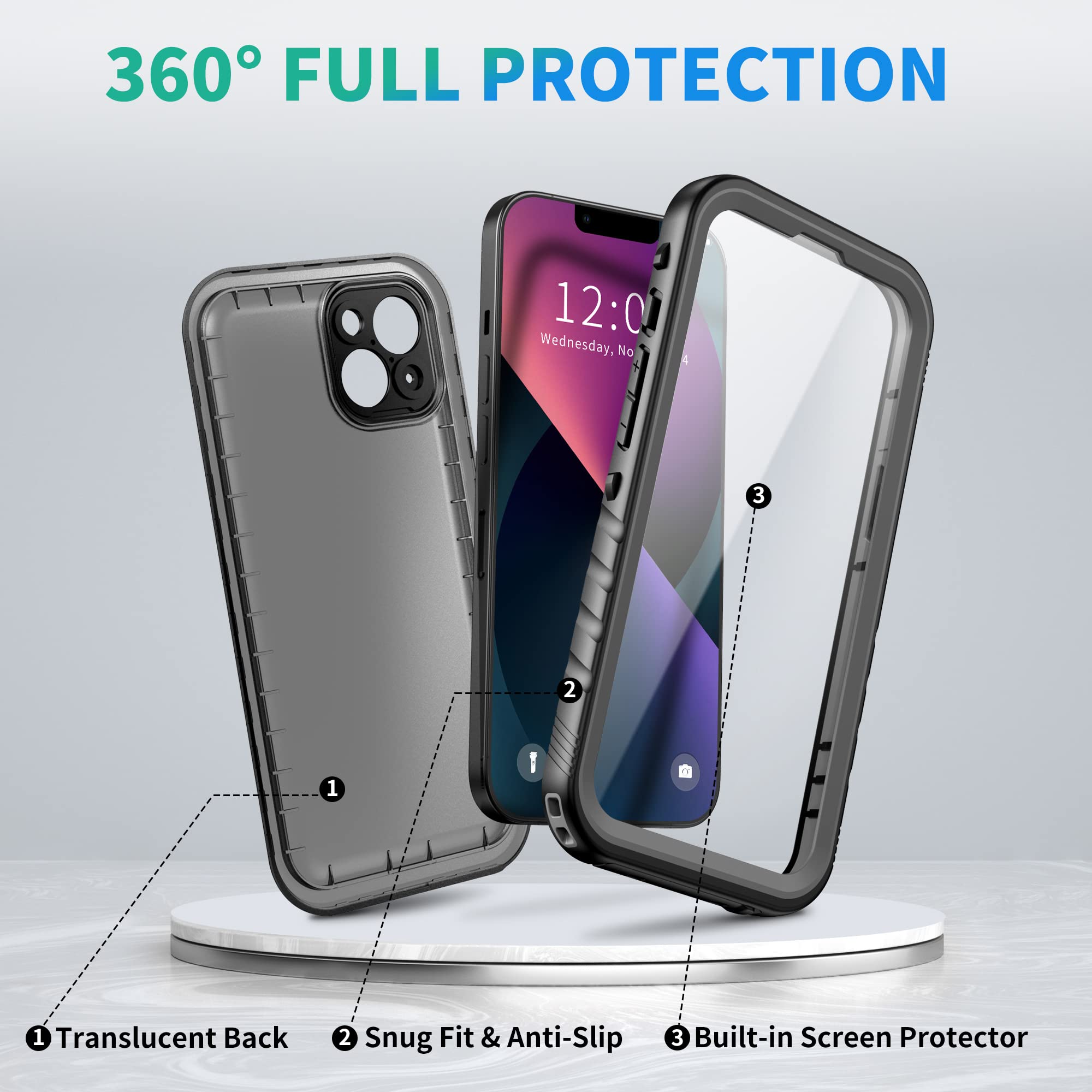 Sportlink For Iphone 13 Waterproof Case, Built In Shockproof Dustproof Screen Protector, Ip68 Underwater Full Body Sealed Droppr