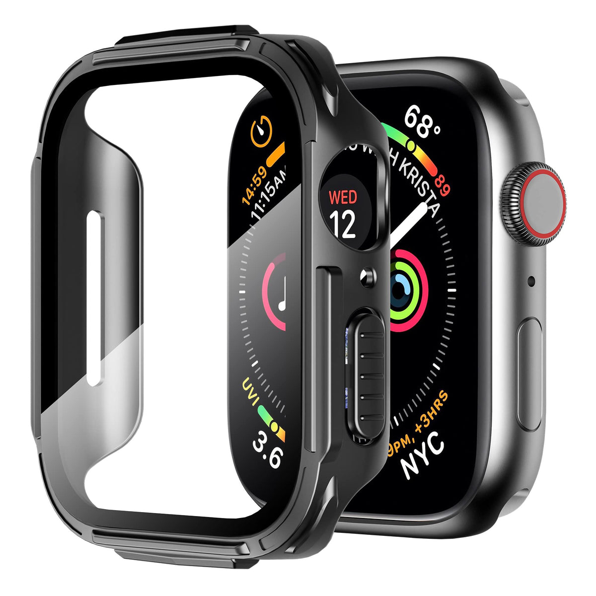 Mesime Rugged Case Compatible For Apple Watch Cover With Tempered Glass Screen For 40Mm Iwatch Series 6/5/4/Se Protective Cover