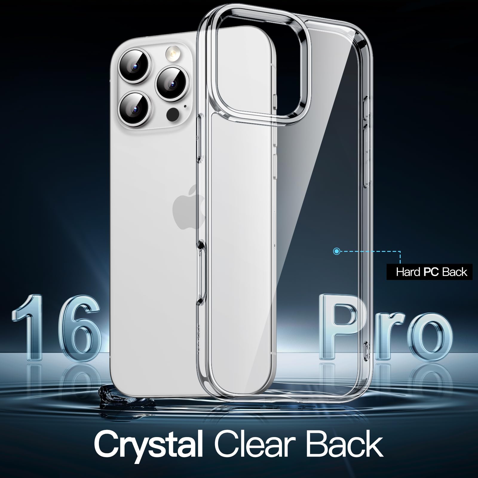 Jetech Case For Iphone 16 Pro 6.3 Inch, Non Yellowing Shockproof Phone Bumper Cover, Anti Scratch Clear Back (Clear)