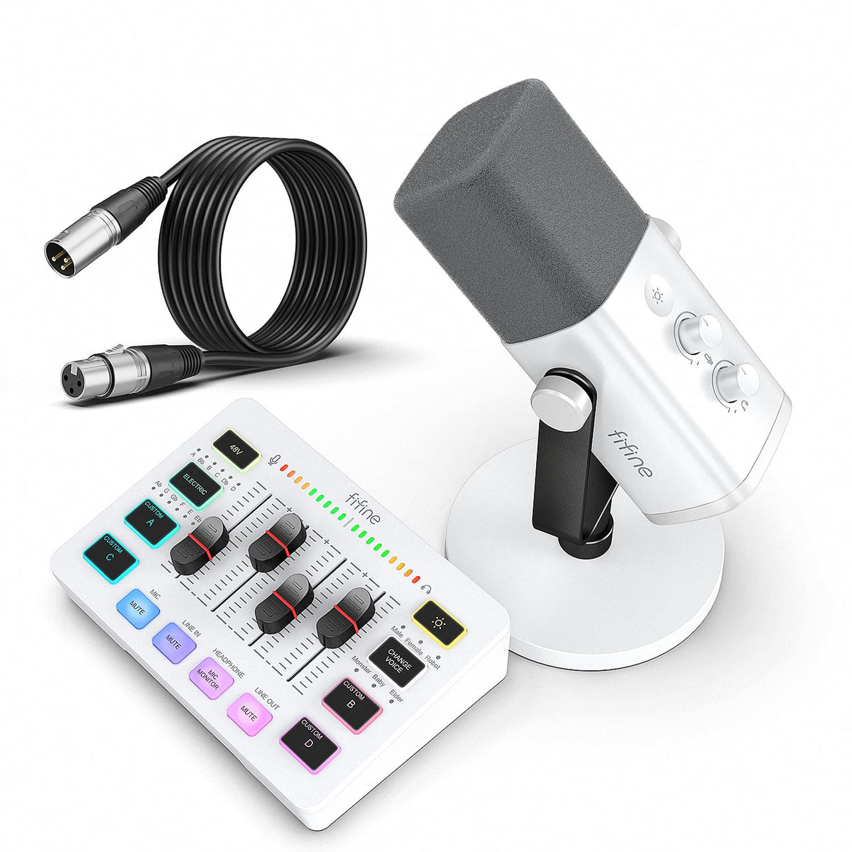 Fifine Gaming Equipment Bundle, Xlr/Usb Streaming Dynamic Microphone With Audio Mixer Set, Podcast Recording Mic With Gain Knob,