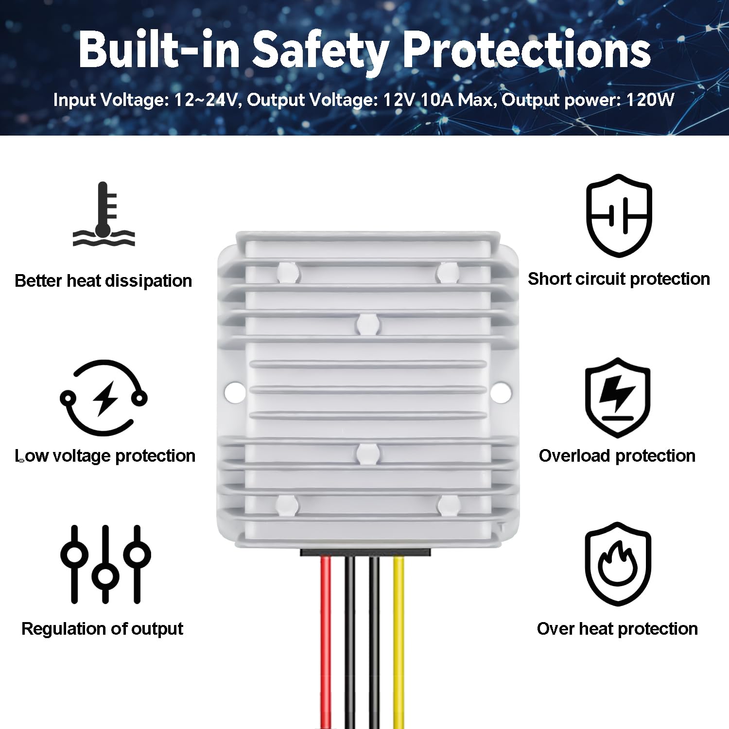 18V To 12V Step Down Converter For Milwaukee M18 Batteries, M18 Power Wheels Battery Adapter 10A 120W Buck Regulator With Upgrad