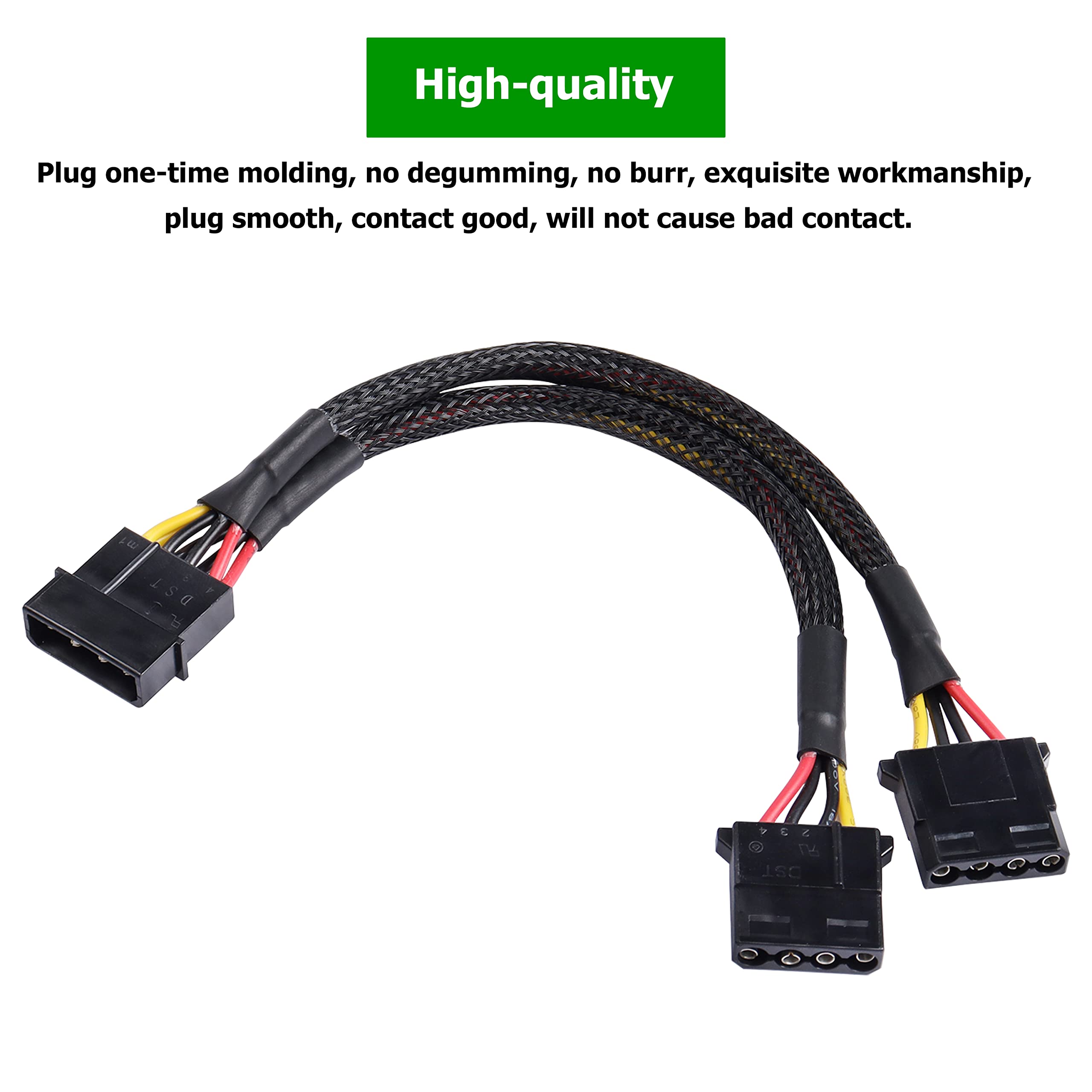 Xmsjsiy 4 Pin Ide Y Splitter Adapter Connecter Cable 4 Pin Ide Male To Dual Female Power Supply Extension Cable 23Cm/9Inch 2 Pcs