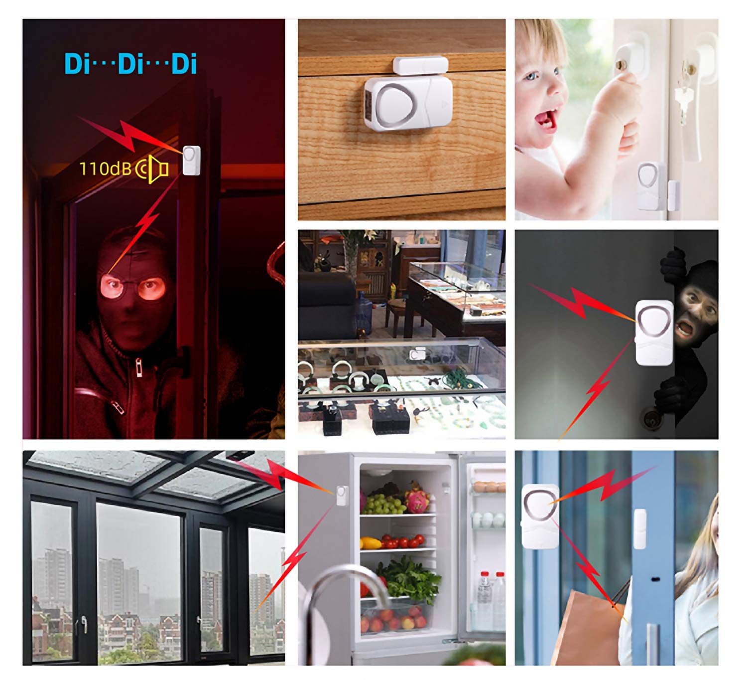 Hendun Home Security Door Alarms, 10 Pack,Updated Magnetic Sensor Alert, Window Alarms, Pool Door Alarm For Kids