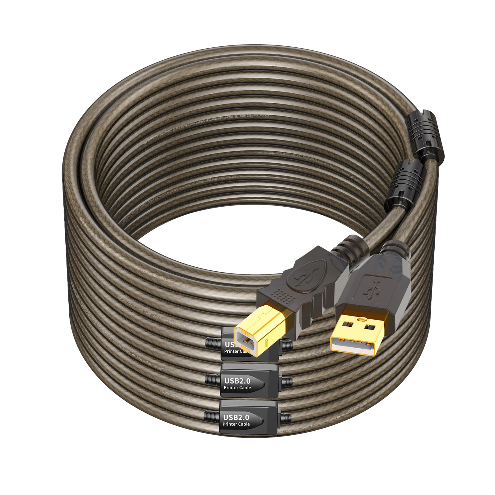 GOSYSONG 100ft USB 2.0 Printer Cord  High Speed Active USB Cable Compatible with Printer, Scanner, Fax Machine