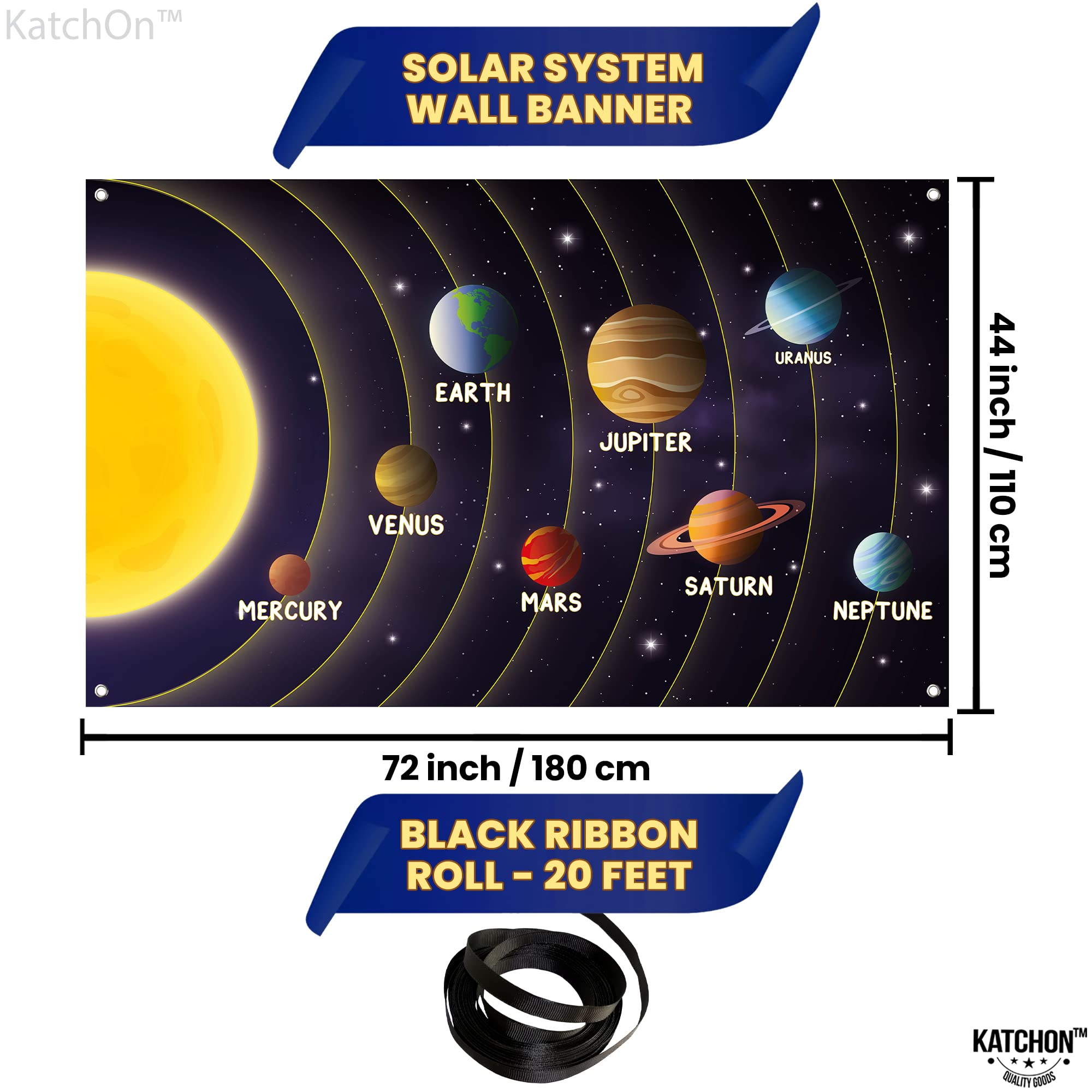 Katchon, Large Solar System Backdrop   72X44 Inch | Outer Space Decorations For Classroom | Solar System Decorations | Solar Sys