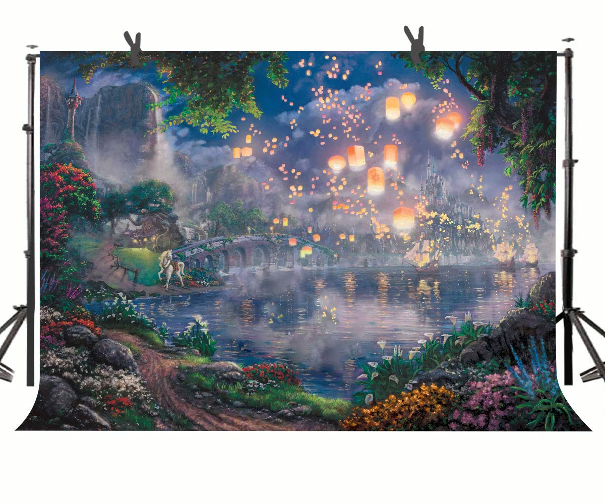 Fairy Tale Prince Beauty Backdrop 9X6Ft Palace Castle Garden Lake Lantern Romantic Dating Girl Princess Birthday Party Photography Background Photo Studio Prop Wallpaper Lyst910