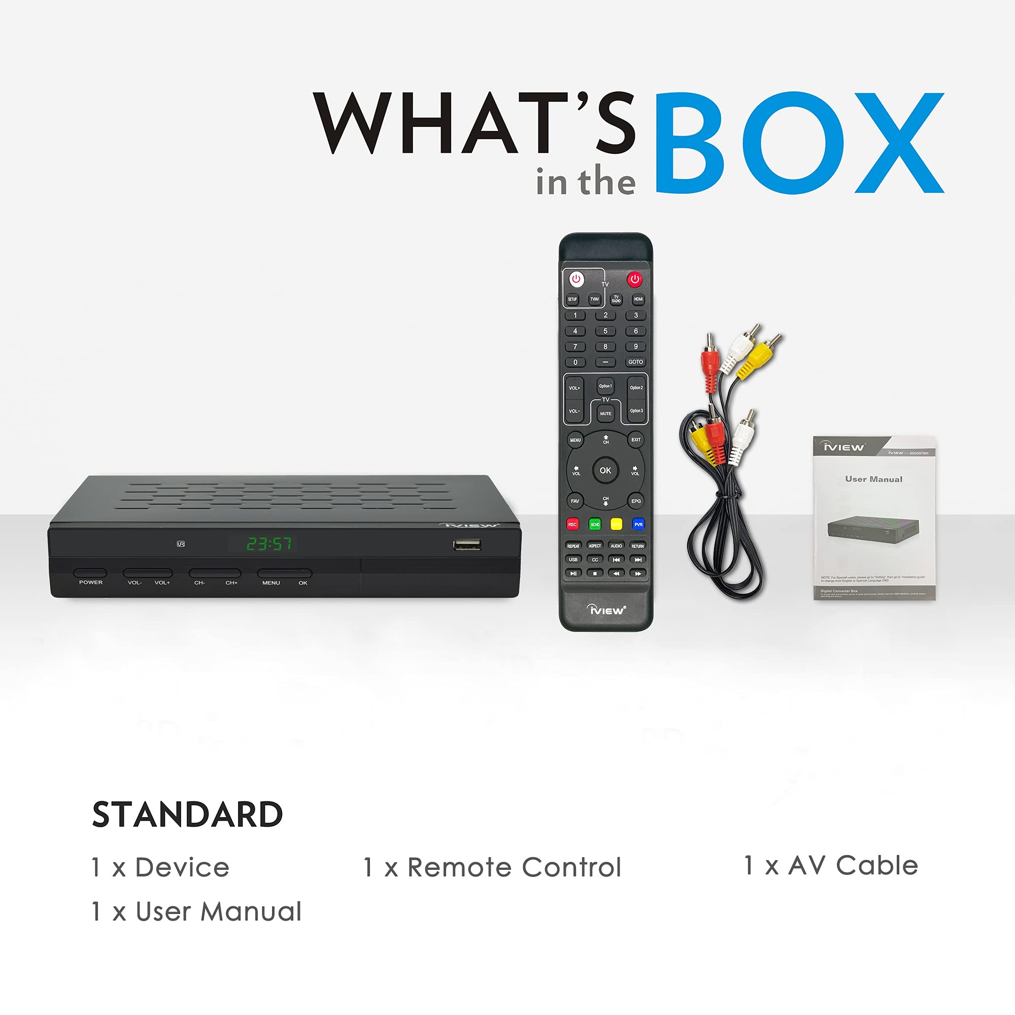 Iview 3500Stb Iii, Atsc Digital Converter Box With Recording And Media Player, Analog To Digital, Qam Tuner, Channel 3/4, Hdmi,
