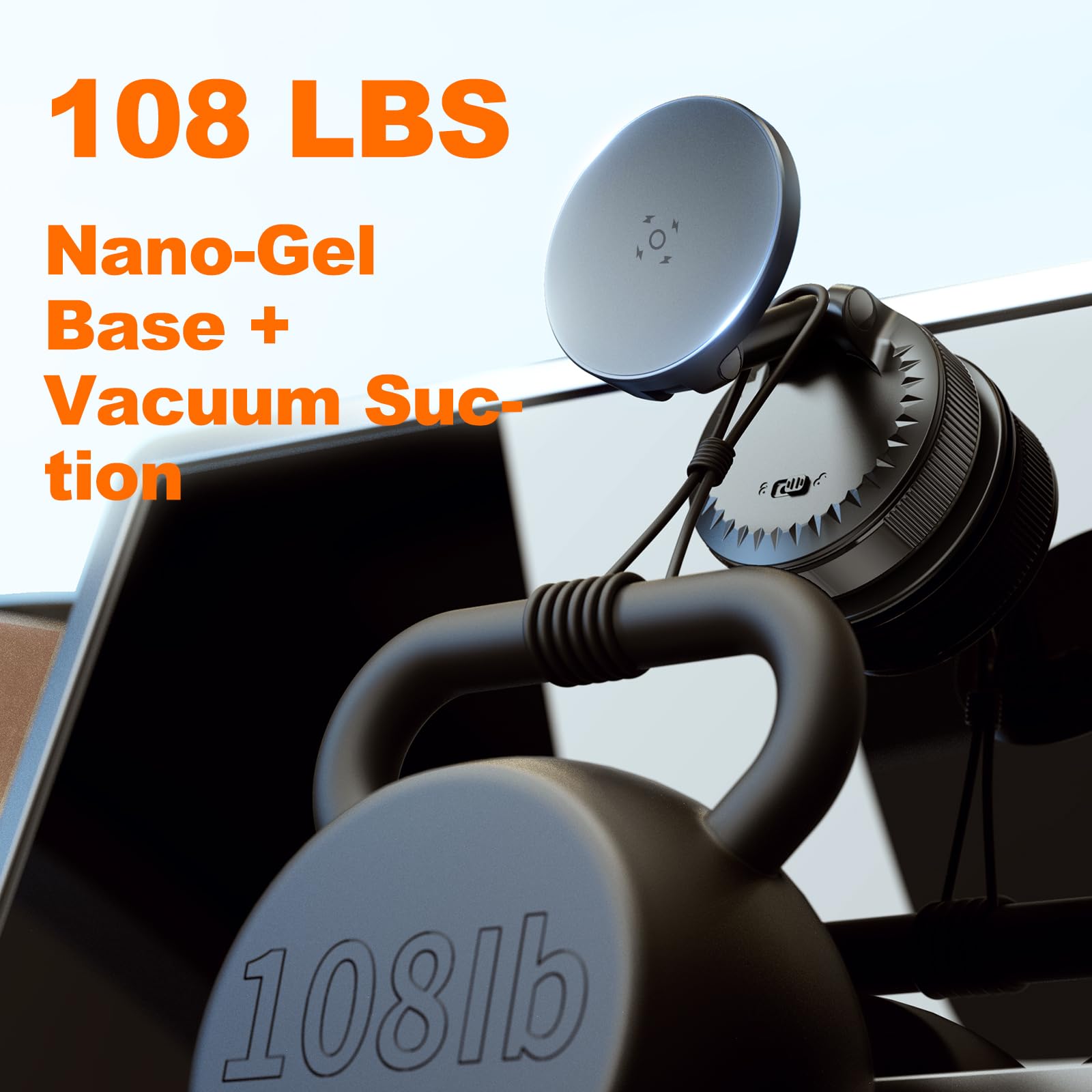 Singear Anti-High Temp Car Phone Holder For Magsafe [108 Lbs Nano-Gel Base + Vacuum Suction & 3600Gf Magnetic] 360Adjustable Mou