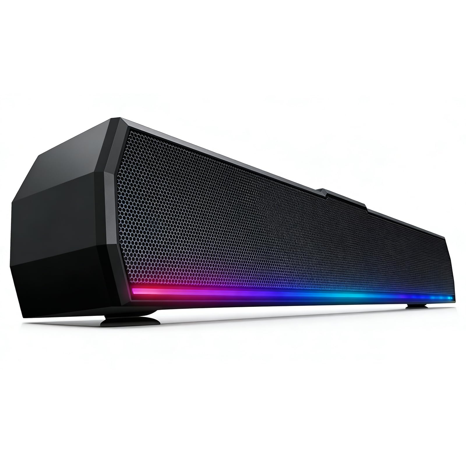 Kunodi USB Computer Speakers for Desktop PC, Stereo External Speakers with Dynamic Lights, Plug and Play, Easy Buttons, USB/USB 