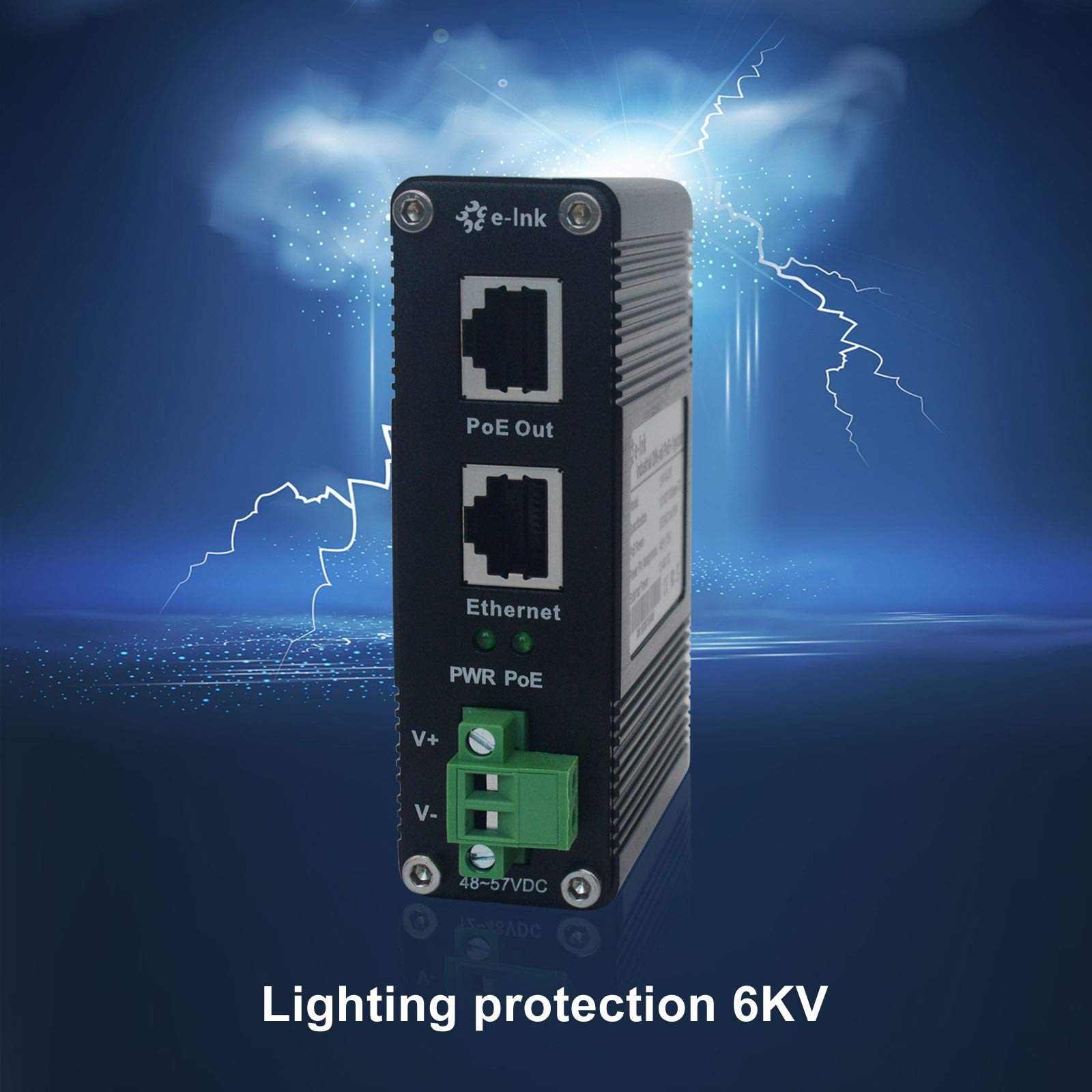 E Link Industrial Gigabit Poe++ Injector 48V Dc Poe++ 95W Up To 100 Meters Output Din Rail Mount Hardened High Power Poe Adapter