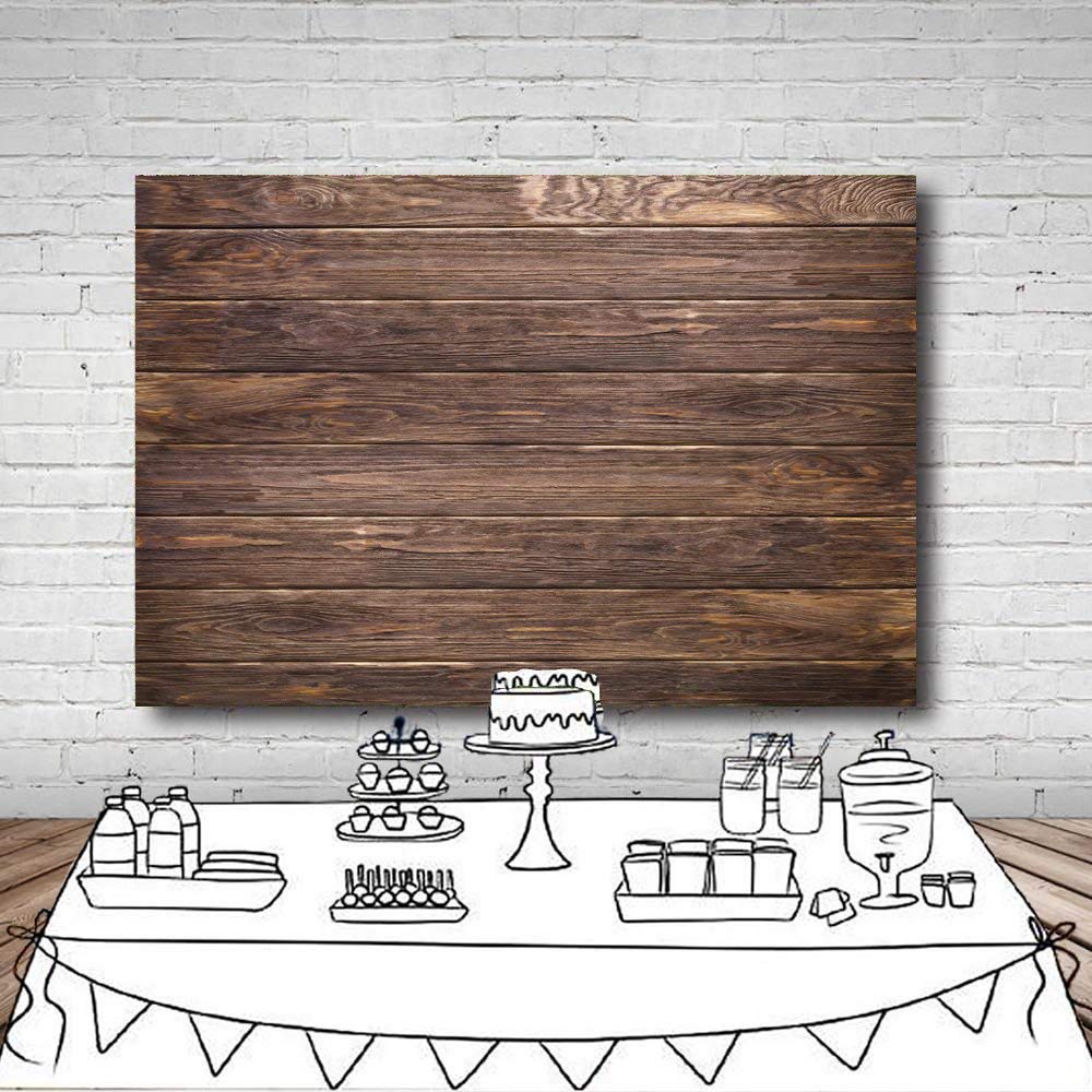 Lywygg 7X5Ft Thin Vinyl Brown Wood Backdrop Photographers Retro Wood Wall Background Cloth Seamless Cp 19
