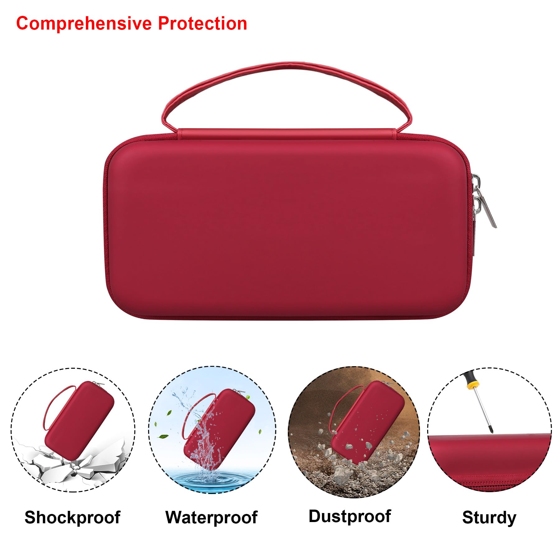 Elonbo Carrying Case For Texas Instruments Ti Nspire Cx Ii Cas/Cx Ii/Cx/Cx Cas Color Graphing Calculator, Extra Mesh Pocket Fits Charging Cable, Charger, Manual, Red