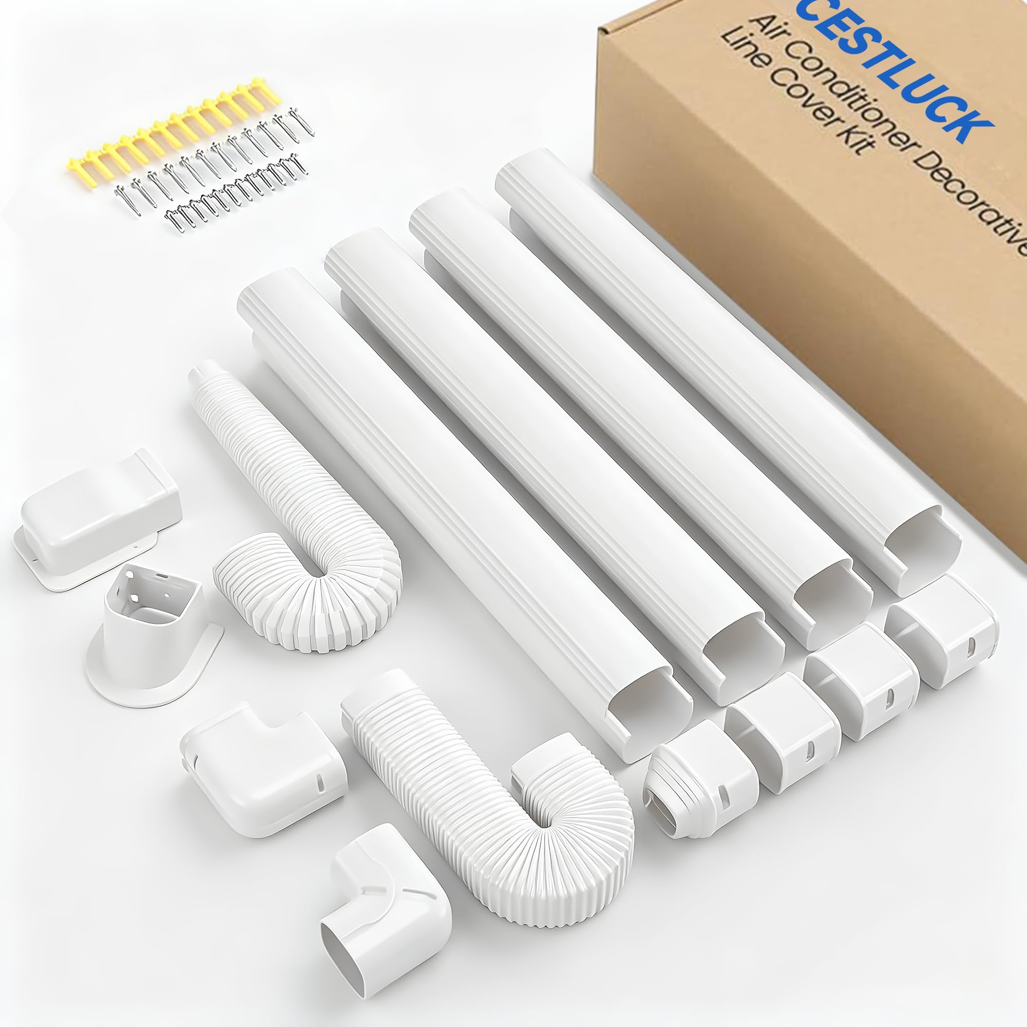 Cestluck 3 17 Ft Mini Split Line Cover Set Kit, Ductless Pipe Cover for Mini Split Line, Line Set Cover for Mini Split Air Con