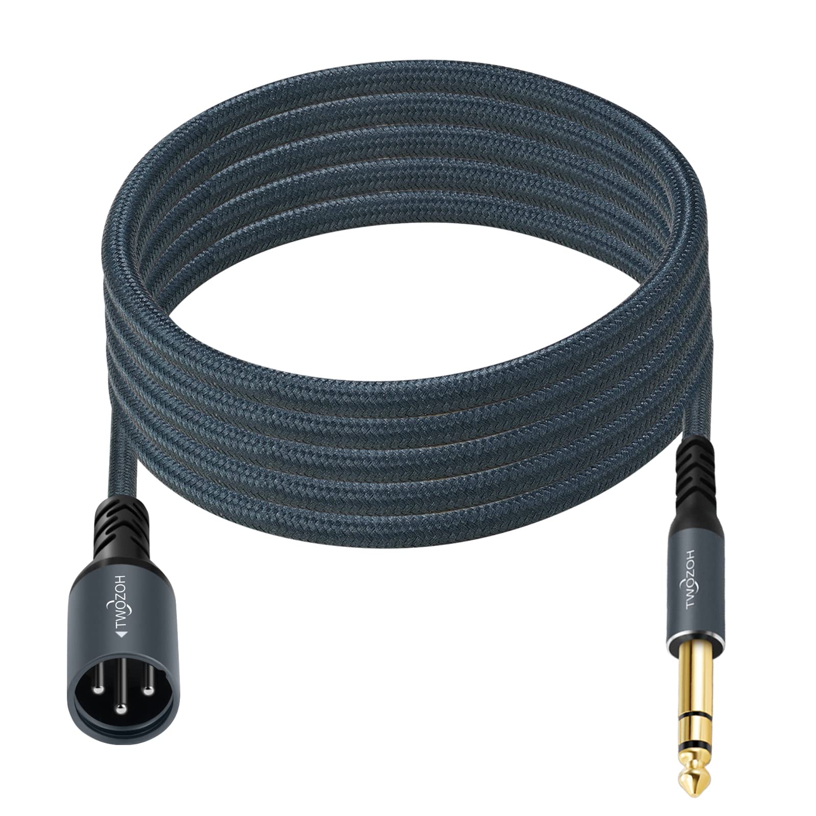 Twozoh Short Xlr Male To 1/4 Trs Stereo Cable 1Ft / 30Cm, Braided Jack 6.35Mm To Xlr Male 3Pin Guitar Cable (Professional/Hifi)