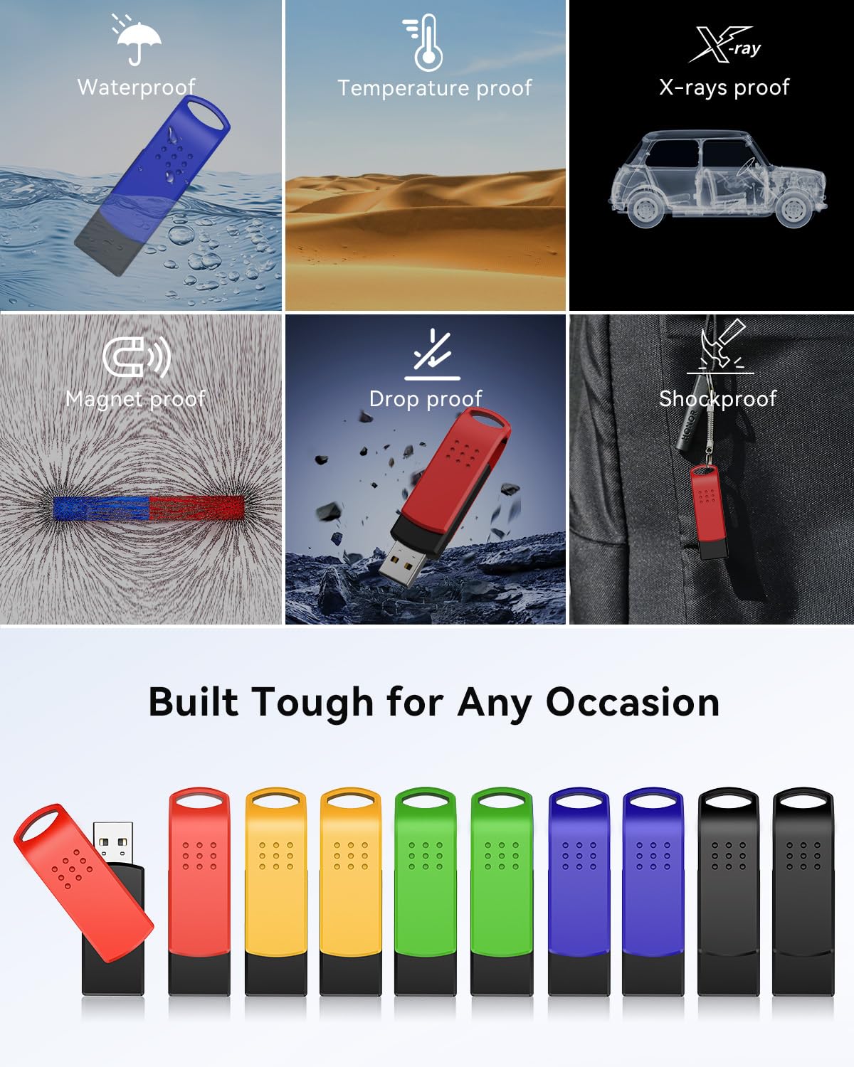 Kexin 64G Flash Drive 10 Pack Usb 2.0 Thumb Drives Swivel Usb Memory Stick Bulk Usb Drive With Led Light Stylish Colorful Pen Dr